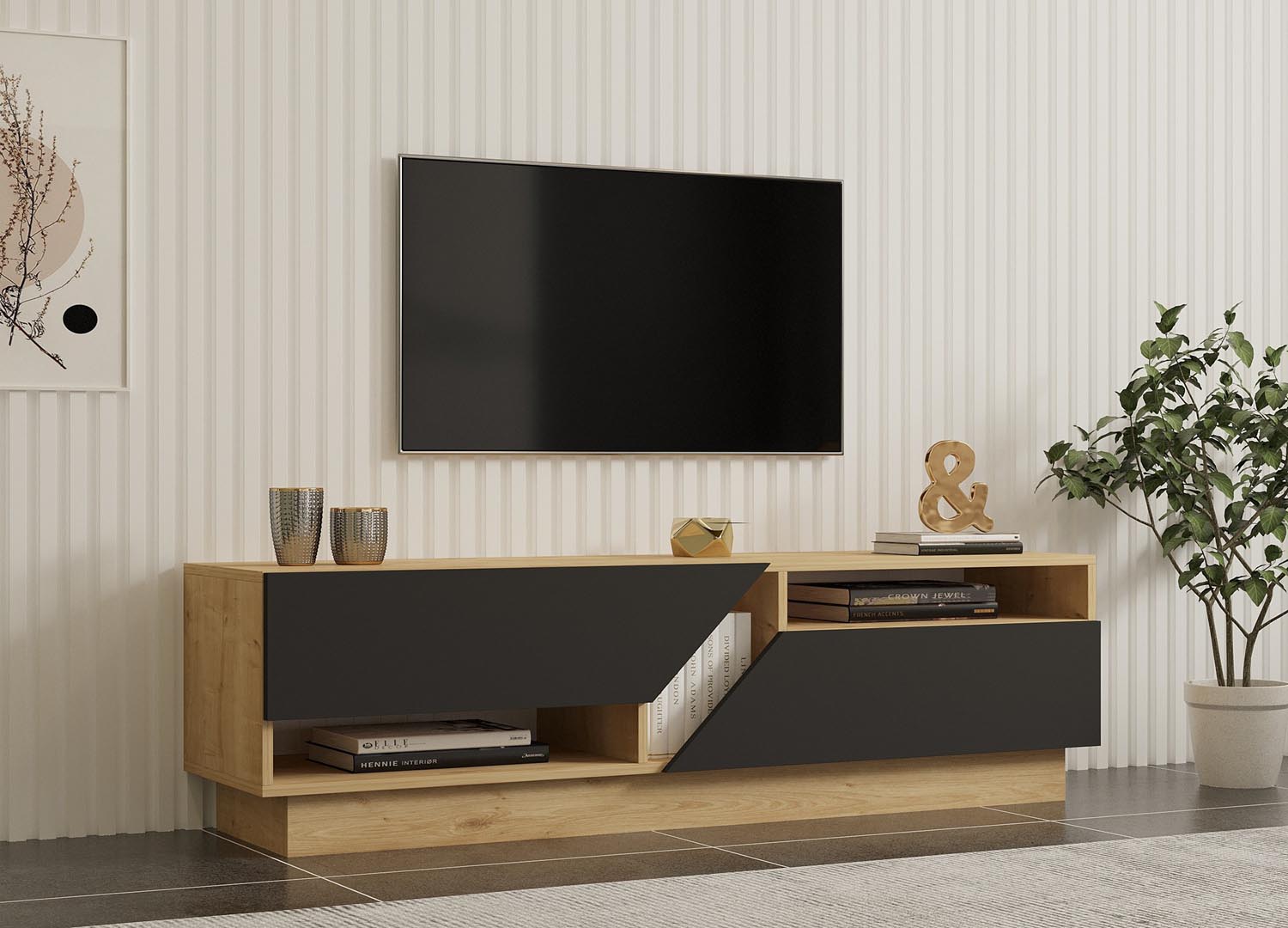 Yaprak in Saphir
 Anthrazit präsentiert im Onlineshop von KAQTU Design AG. Sideboard ist von Hanah Home