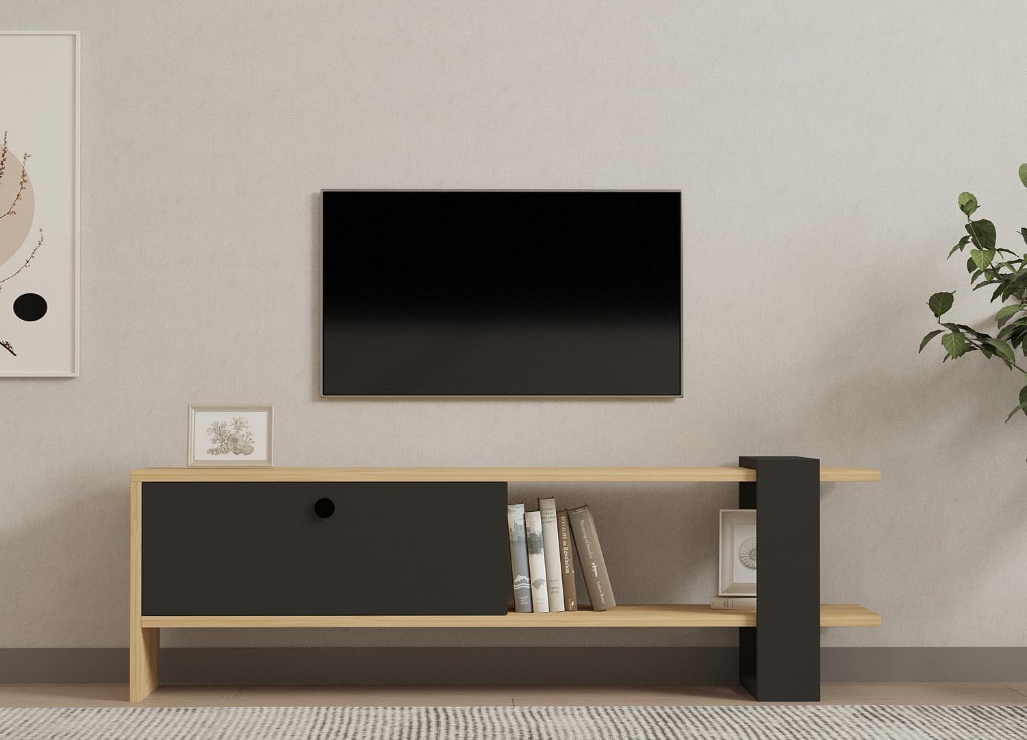Yonca in Anthrazit Eiche präsentiert im Onlineshop von KAQTU Design AG. Sideboard ist von Hanah Home