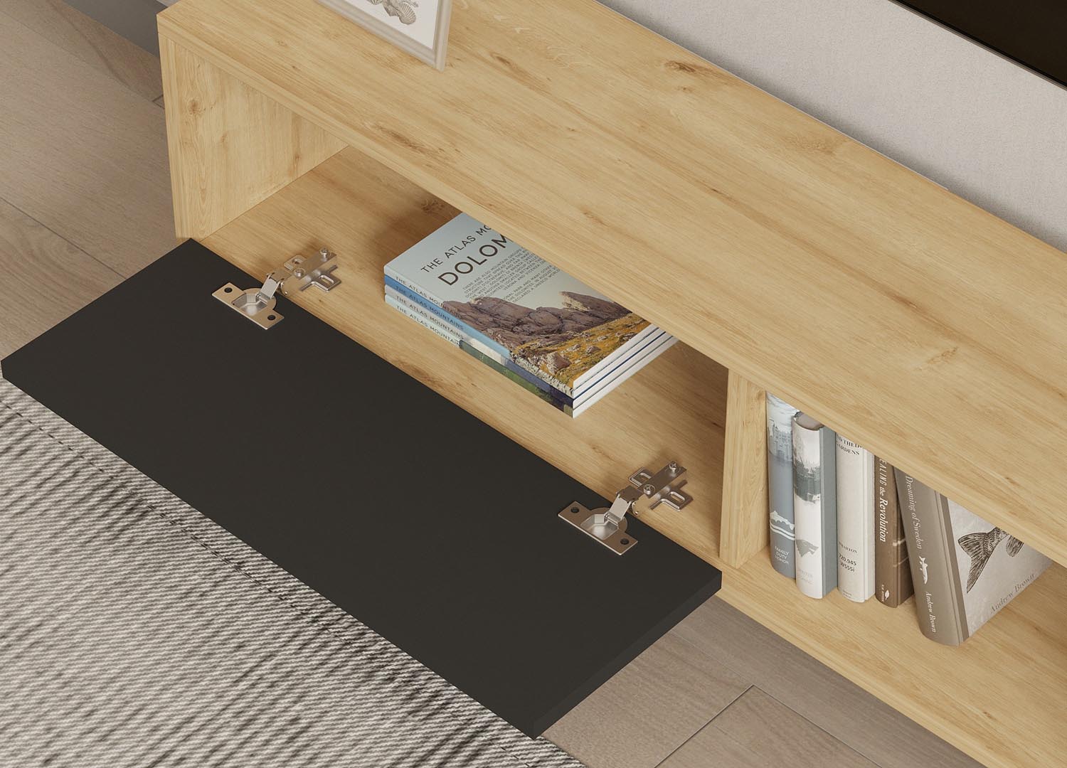 Yonca in Anthrazit Eiche präsentiert im Onlineshop von KAQTU Design AG. Sideboard ist von Hanah Home