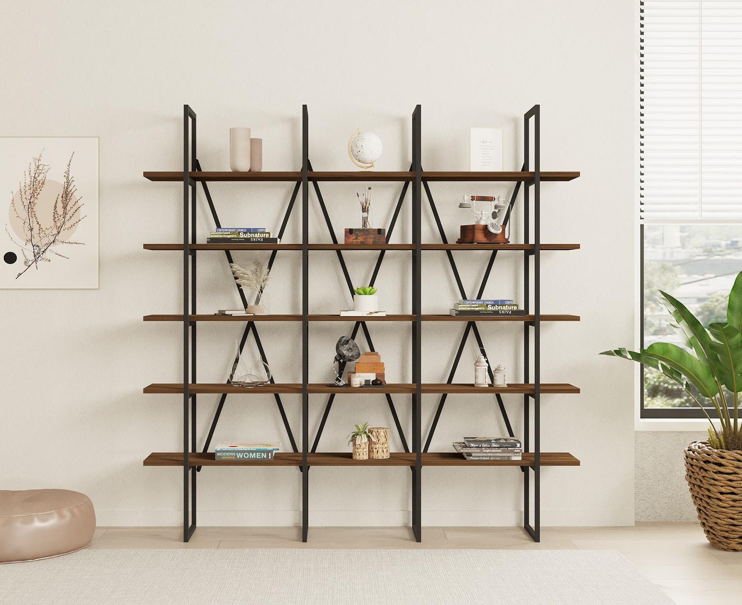 Beylerbeyi - Walnut in Walnuss Schwarz präsentiert im Onlineshop von KAQTU Design AG. Bücherregal ist von Hanah Home