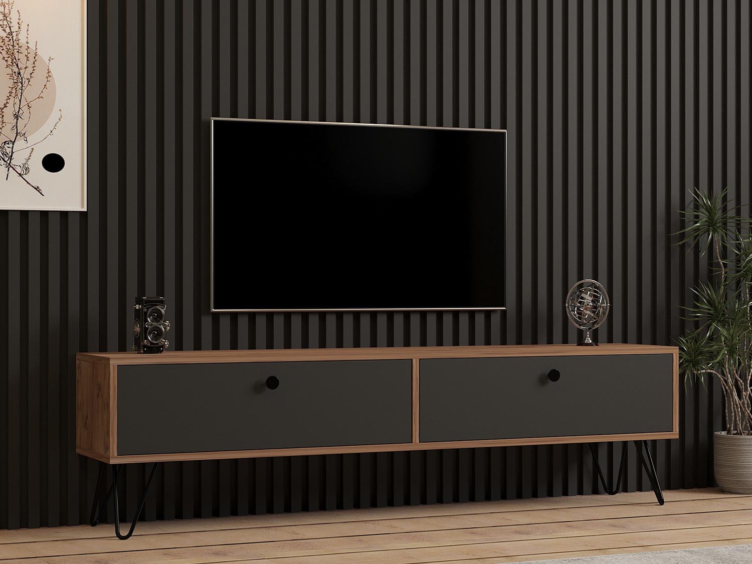 Side - Atlantic in Atlantische Kiefer Schwarz präsentiert im Onlineshop von KAQTU Design AG. TV-Möbel ist von Hanah Home