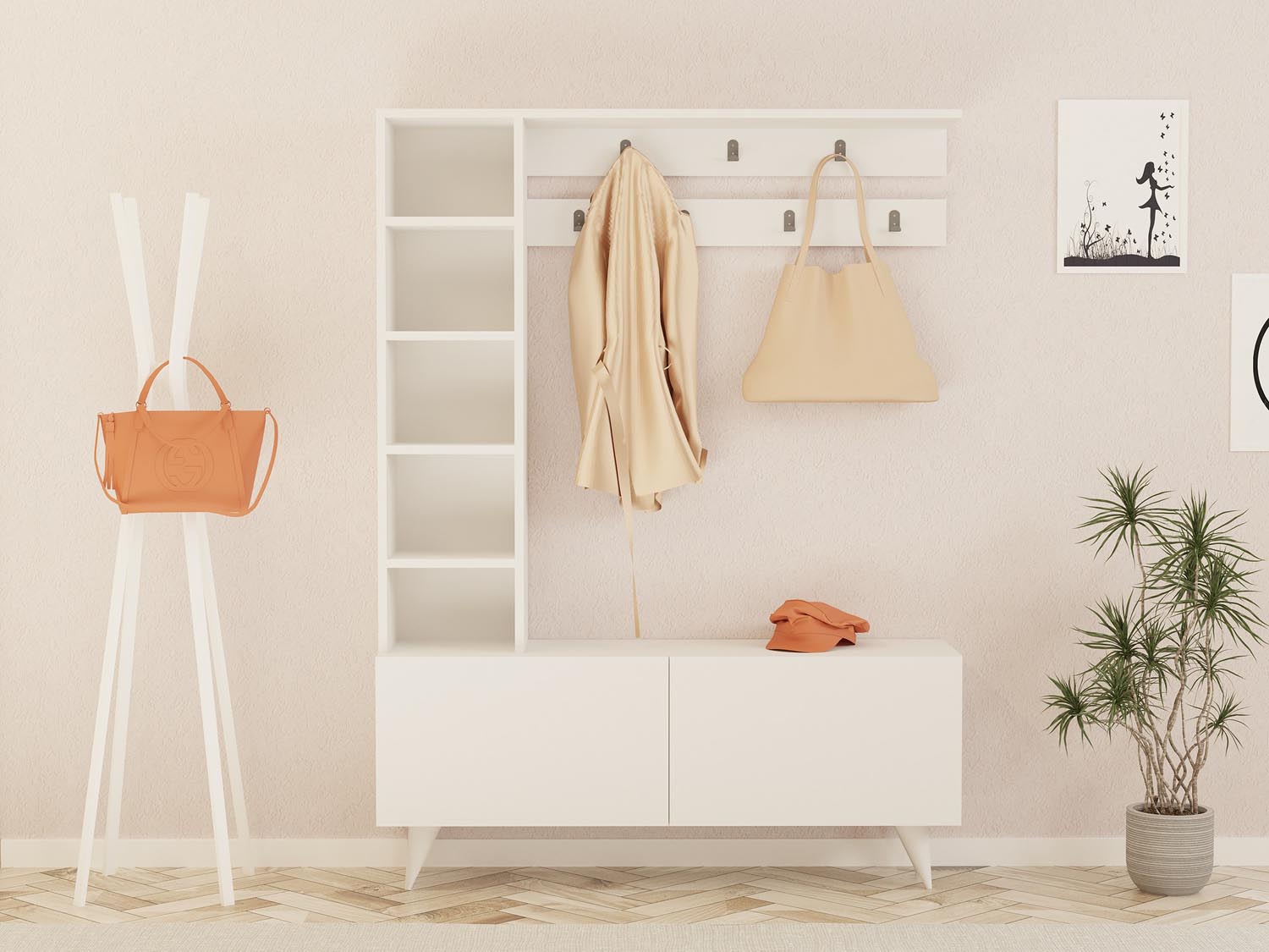 Bahar in Weiss präsentiert im Onlineshop von KAQTU Design AG. Garderobe ist von Hanah Home