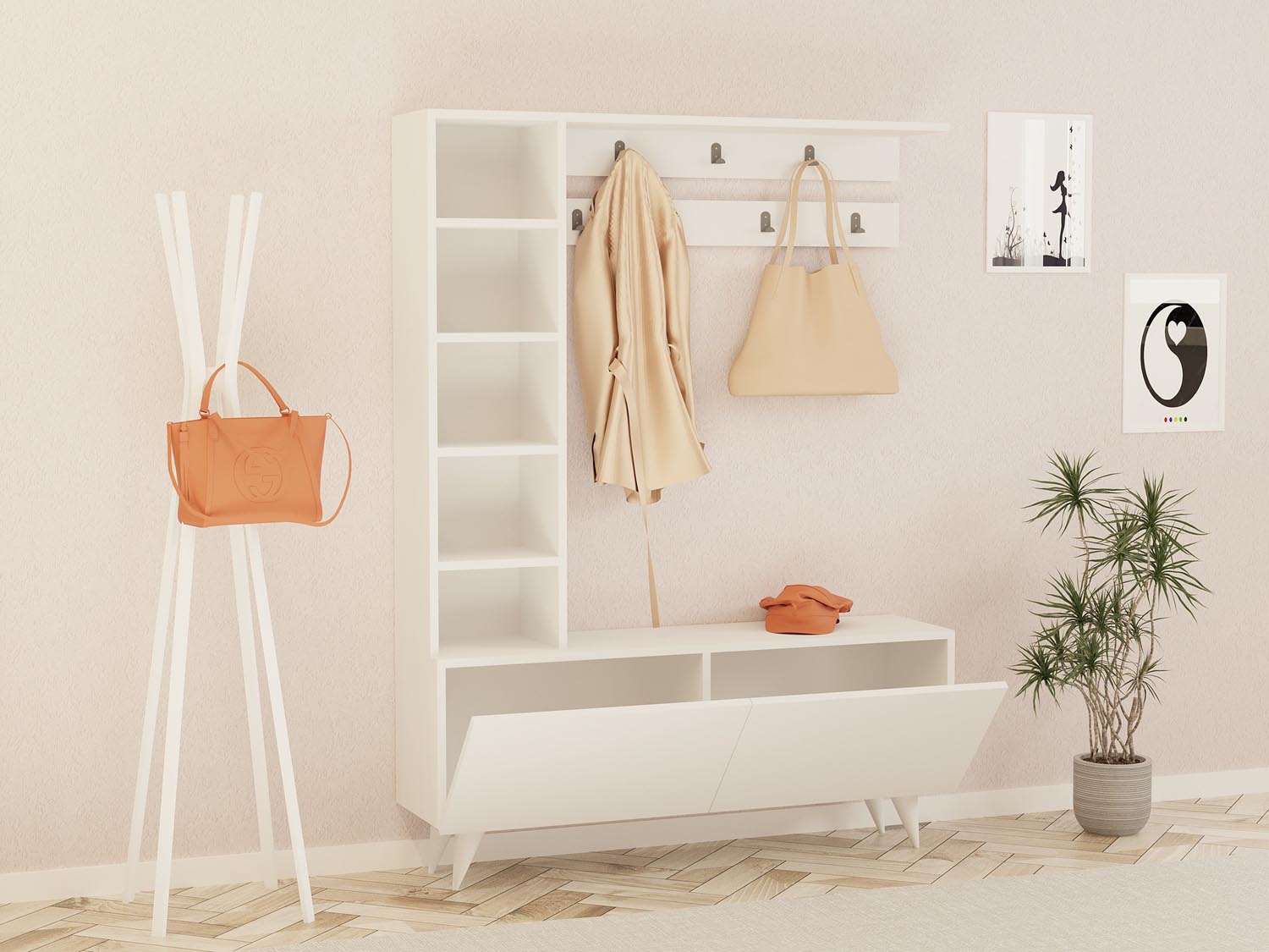 Bahar in Weiss präsentiert im Onlineshop von KAQTU Design AG. Garderobe ist von Hanah Home