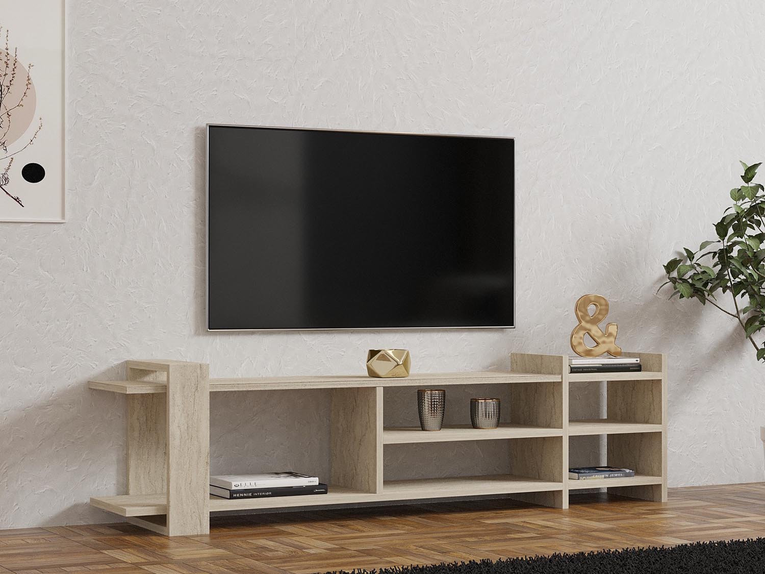 Zeyna - Travertine in Travertin präsentiert im Onlineshop von KAQTU Design AG. Sideboard ist von Hanah Home