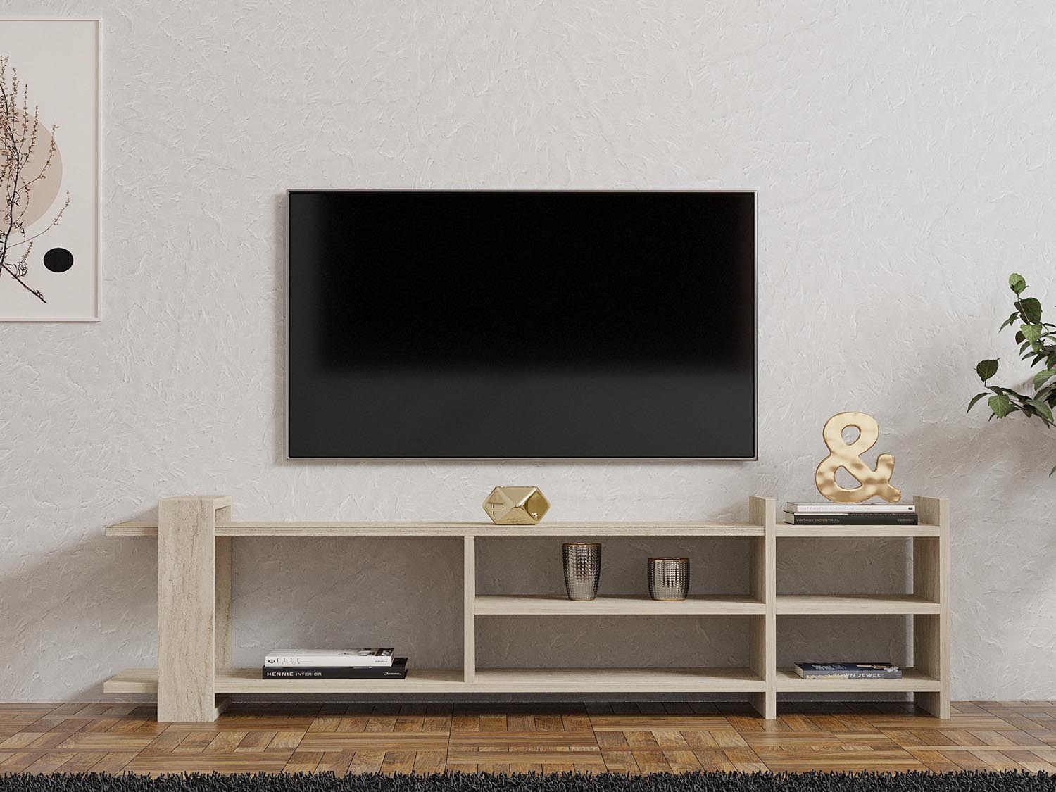 Zeyna - Travertine in Travertin präsentiert im Onlineshop von KAQTU Design AG. Sideboard ist von Hanah Home