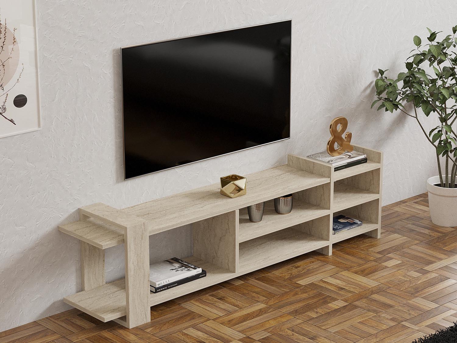 Zeyna - Travertine in Travertin präsentiert im Onlineshop von KAQTU Design AG. Sideboard ist von Hanah Home