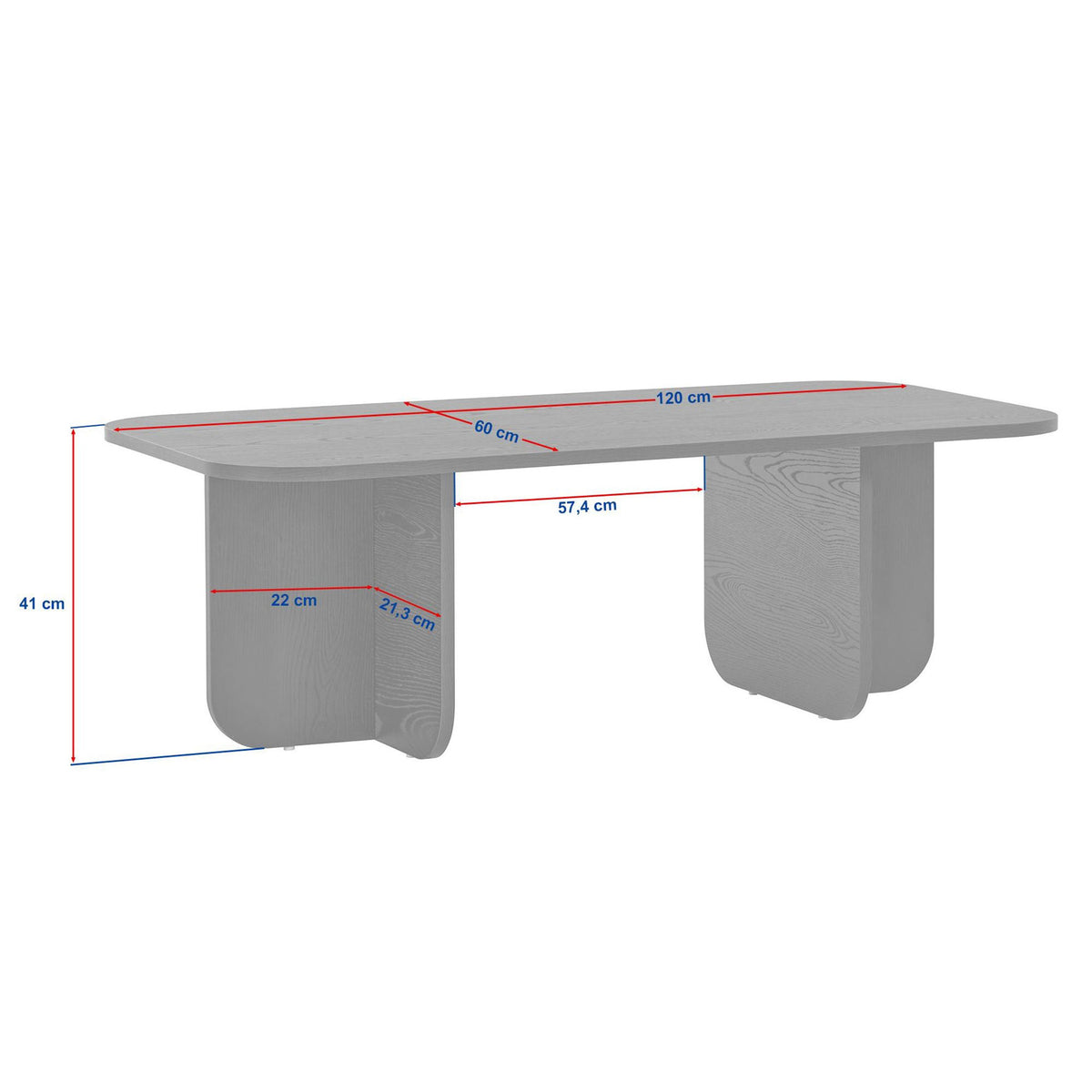 Couchtisch Akira von Nordure in Travertin-Optik, rechteckige Form, Spanplatte mit Melaminbeschichtung, Masse 120 x 60 x 41 cm.