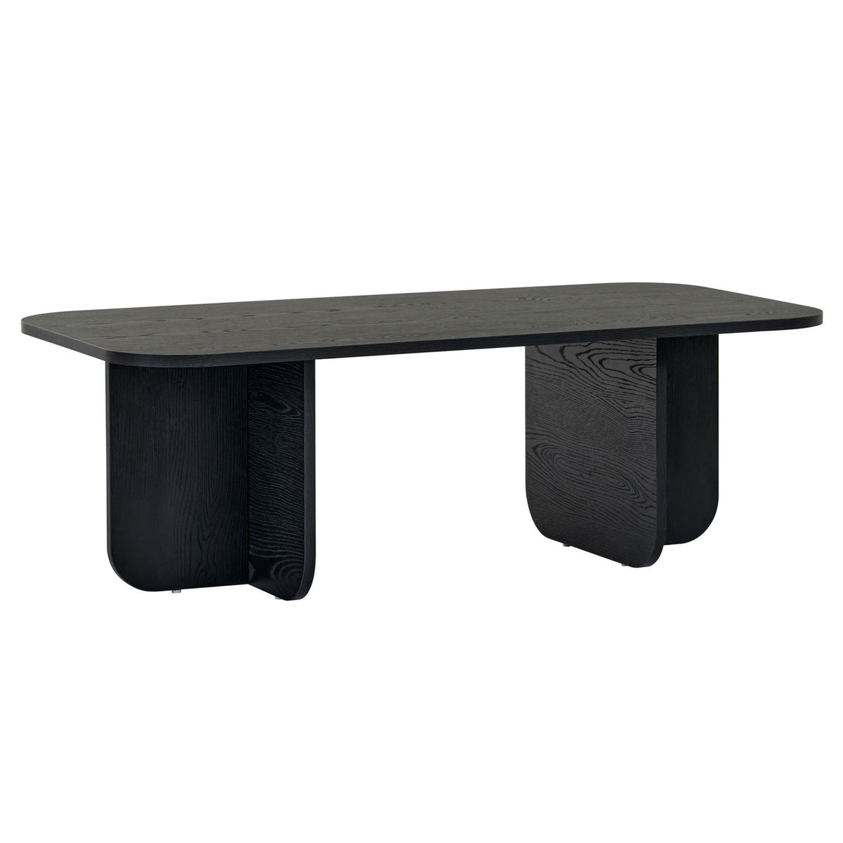 Rechteckiger Couchtisch Akira von Nordure in Holz Schwarz aus melaminbeschichteter Spanplatte, schlankes Design, Masse 120 x 60 x 41 cm.