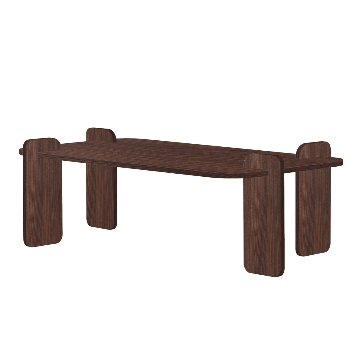 Couchtisch Renard in Nussbaum Milano von Nordure, rechteckige Tischplatte aus melaminbeschichteter Spanplatte, schlichtes Design.