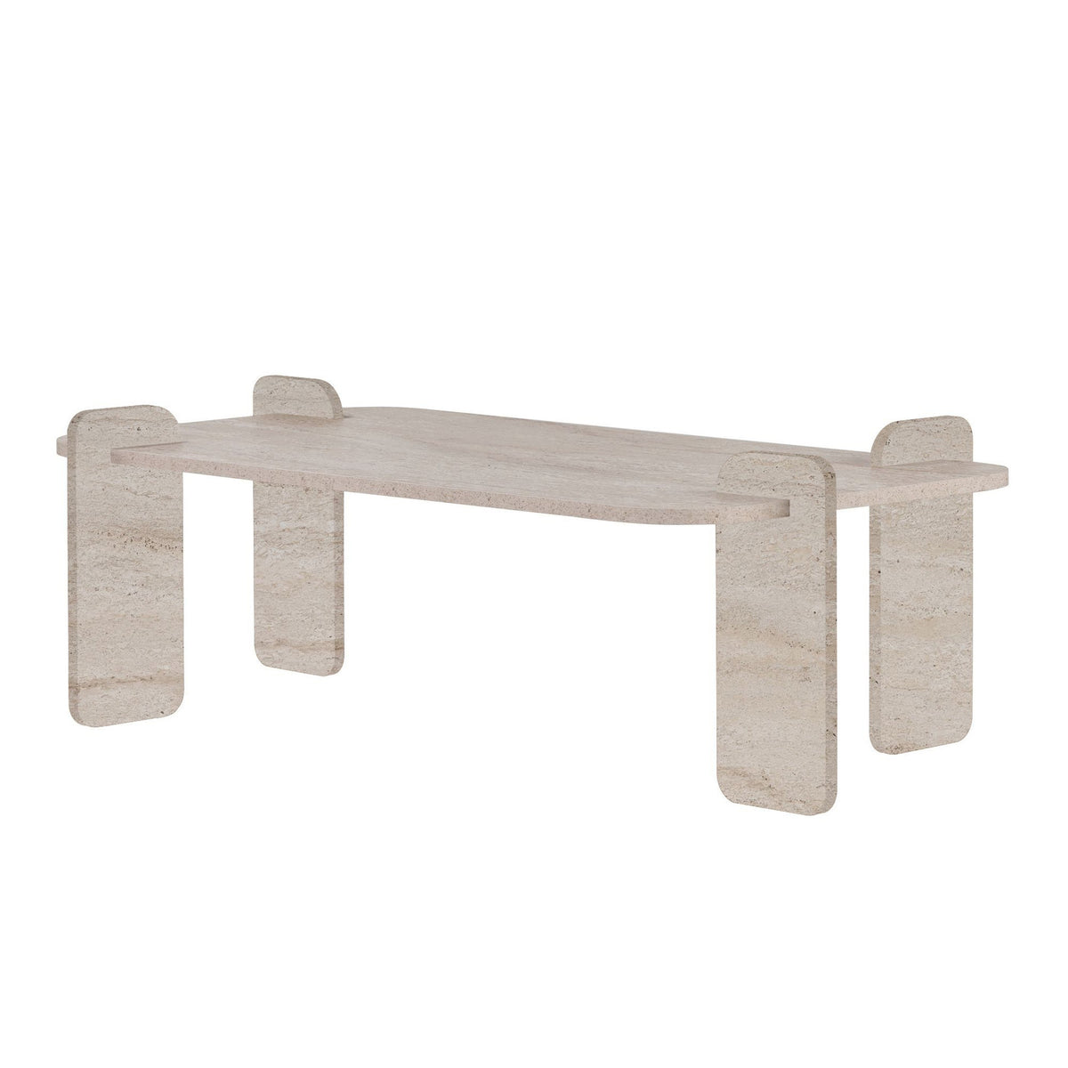 Renard Couchtisch von Nordure in Travertin-Optik, rechteckige Form, Spanplatte mit Melaminbeschichtung, Masse 147 x 87 x 35 cm.