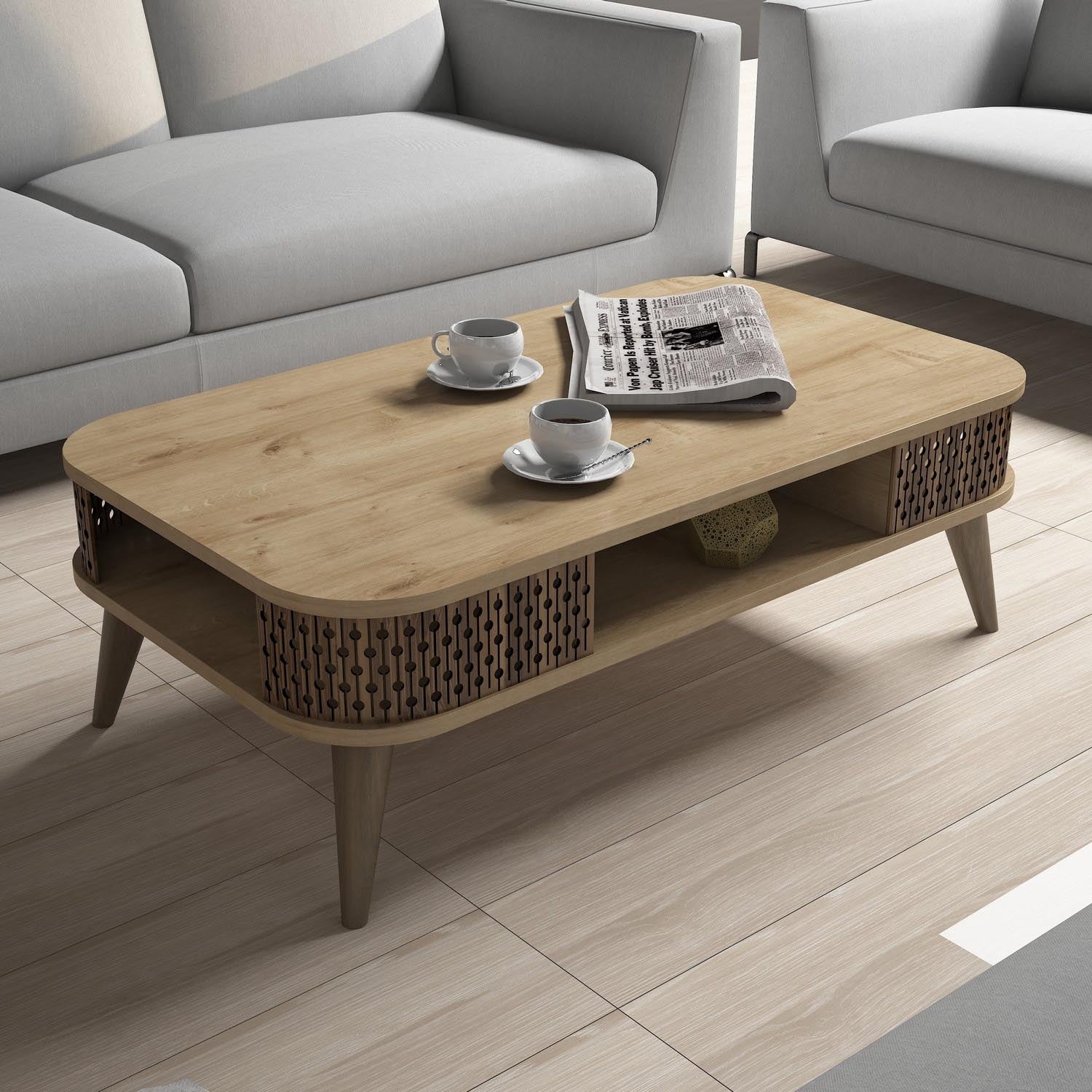 Eylül - Oak in Eiche präsentiert im Onlineshop von KAQTU Design AG. Beistelltisch ist von Hanah Home