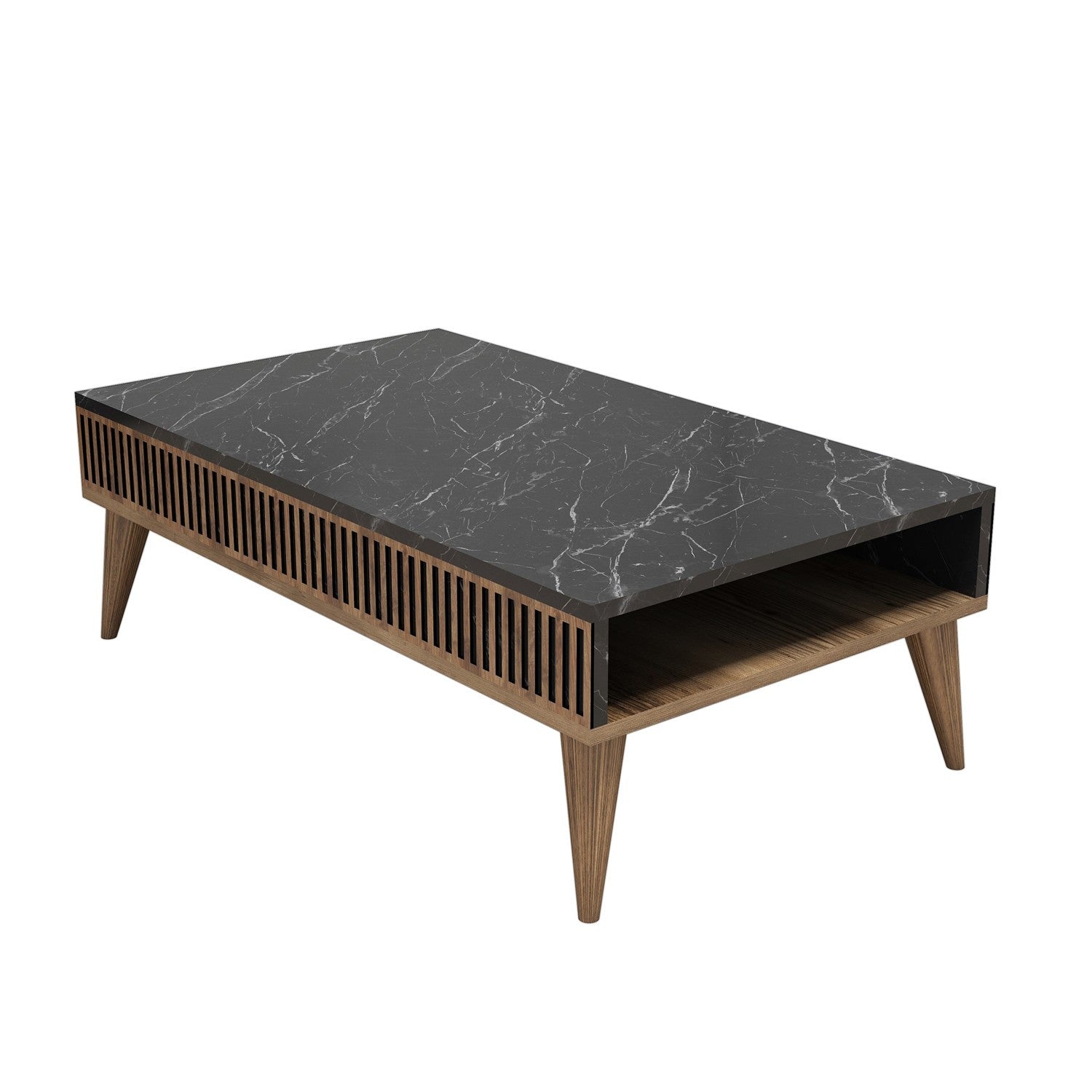 Milan - Walnut, Black in Walnuss Schwarz präsentiert im Onlineshop von KAQTU Design AG. Beistelltisch ist von Hanah Home