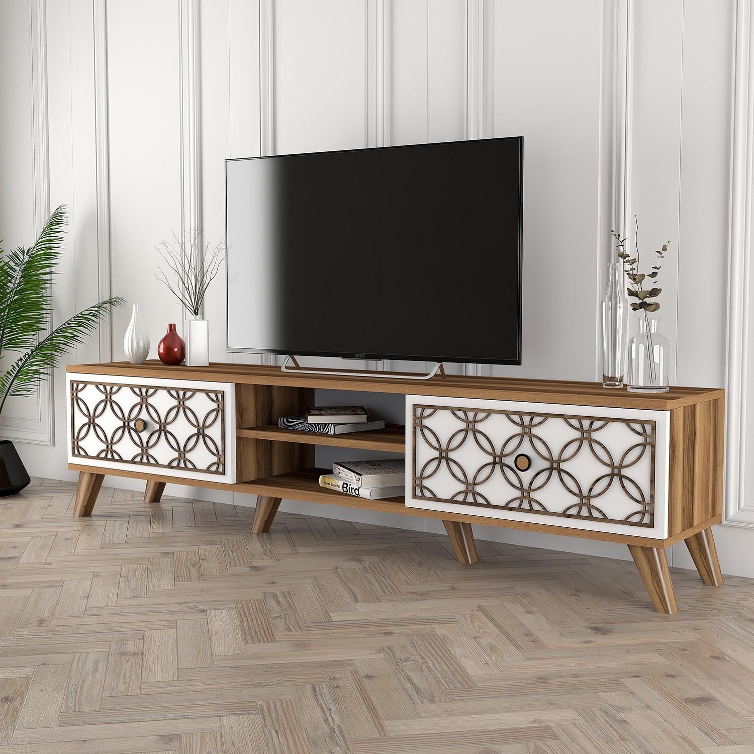 Class - Walnut, White in Walnuss Weiss präsentiert im Onlineshop von KAQTU Design AG. Sideboard ist von Hanah Home