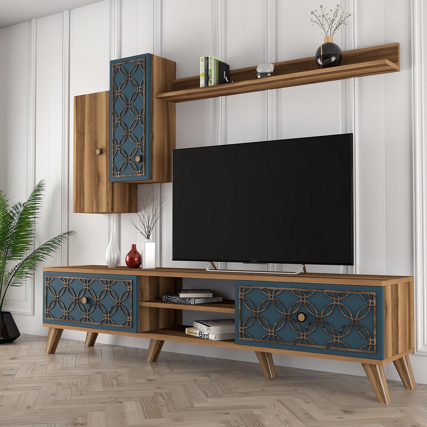 Class S - Walnut, Chalcedony in Walnuss
 Chalcedon präsentiert im Onlineshop von KAQTU Design AG. TV-Möbel ist von Hanah Home