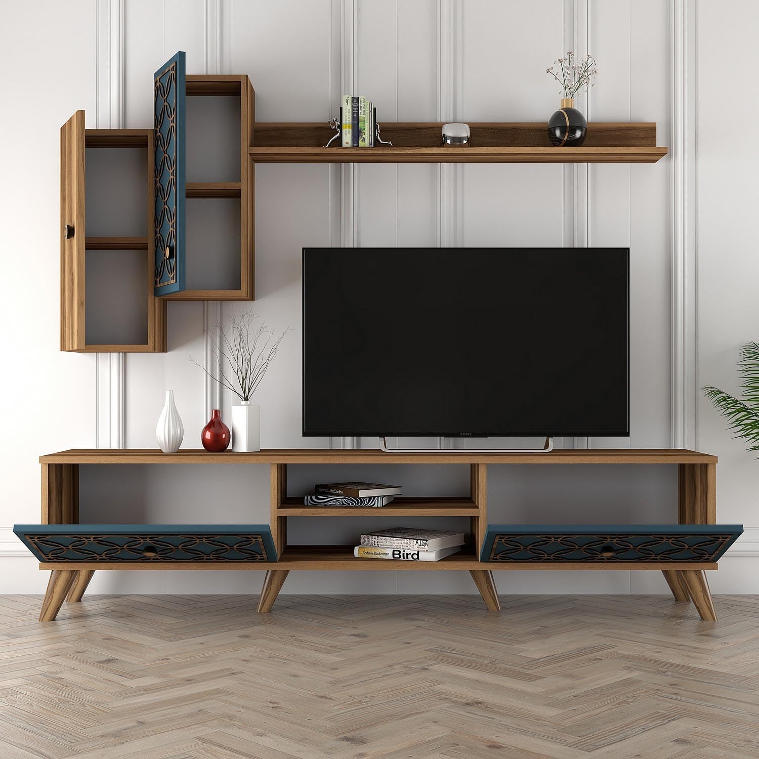 Class S - Walnut, Chalcedony in Walnuss
 Chalcedon präsentiert im Onlineshop von KAQTU Design AG. TV-Möbel ist von Hanah Home