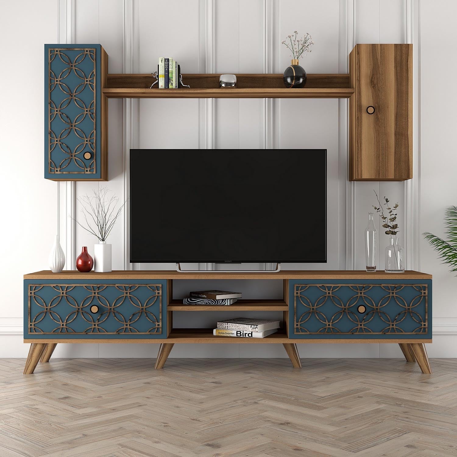 Class S - Walnut, Chalcedony in Walnuss
 Chalcedon präsentiert im Onlineshop von KAQTU Design AG. TV-Möbel ist von Hanah Home