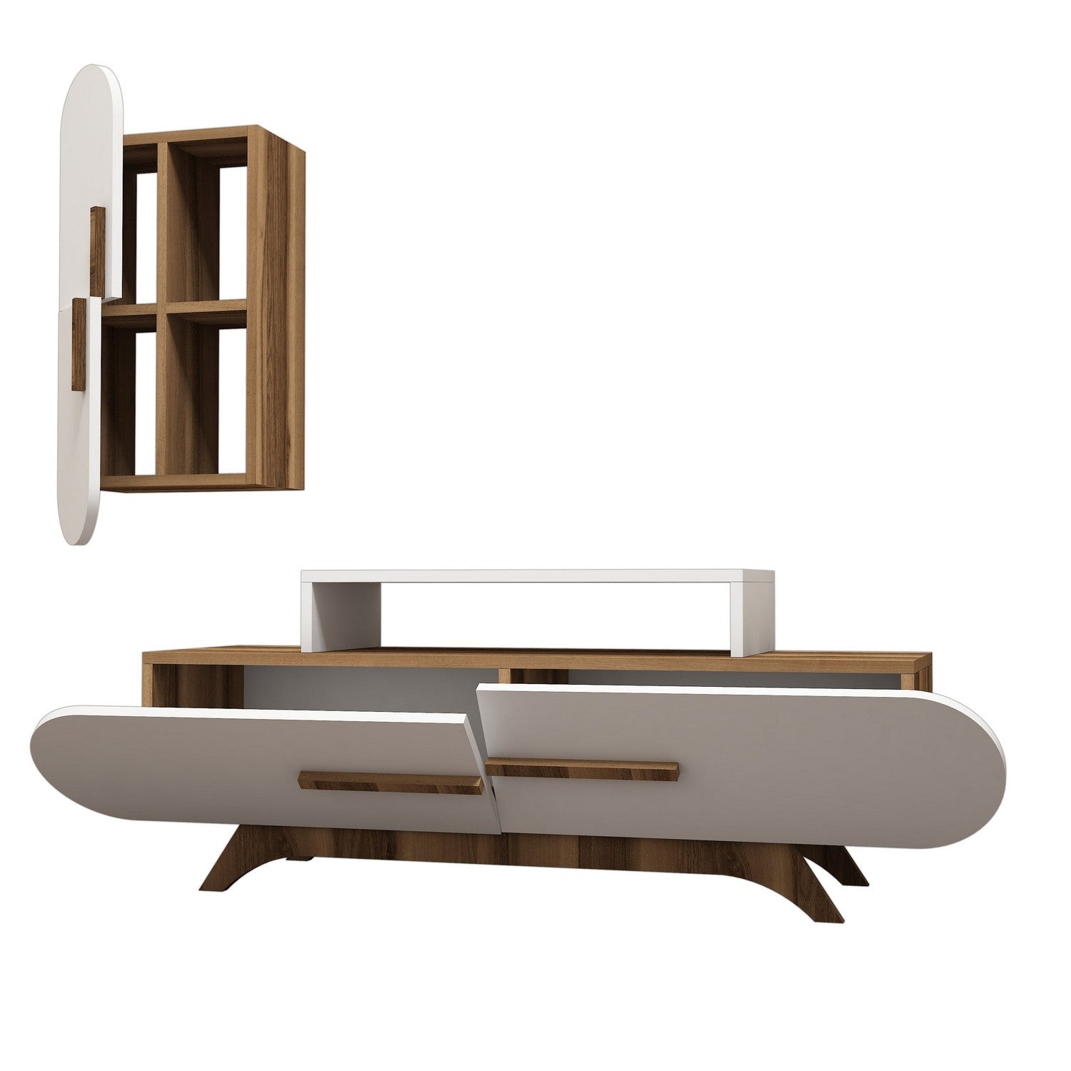Rose S - Walnut, White in Walnuss Weiss präsentiert im Onlineshop von KAQTU Design AG. TV-Möbel ist von Hanah Home