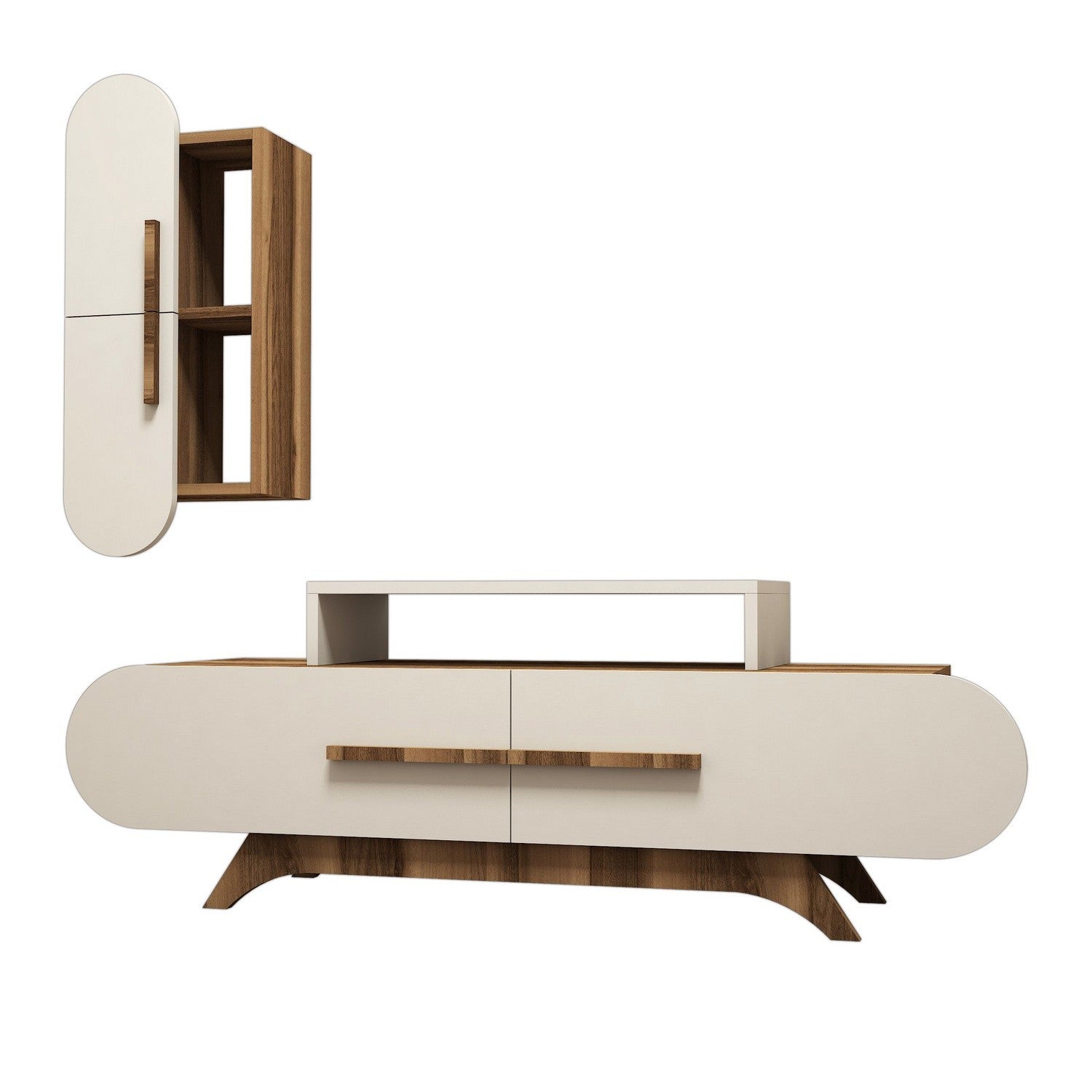 Rose S - Walnut, Cream in Walnuss
 Creme präsentiert im Onlineshop von KAQTU Design AG. TV-Möbel ist von Hanah Home
