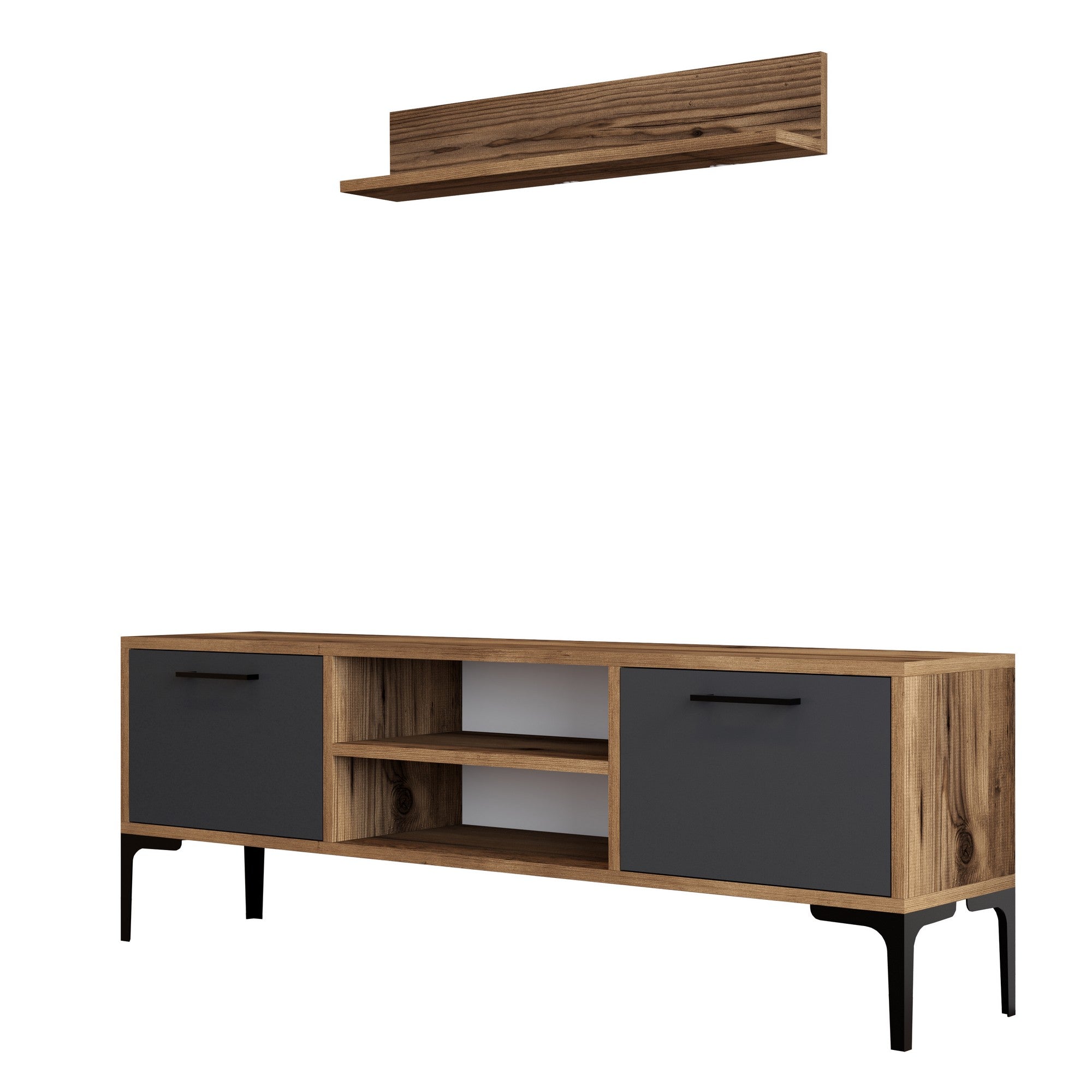 Riga - Anthracite in Walnuss
 Anthrazit präsentiert im Onlineshop von KAQTU Design AG. TV-Möbel ist von Hanah Home
