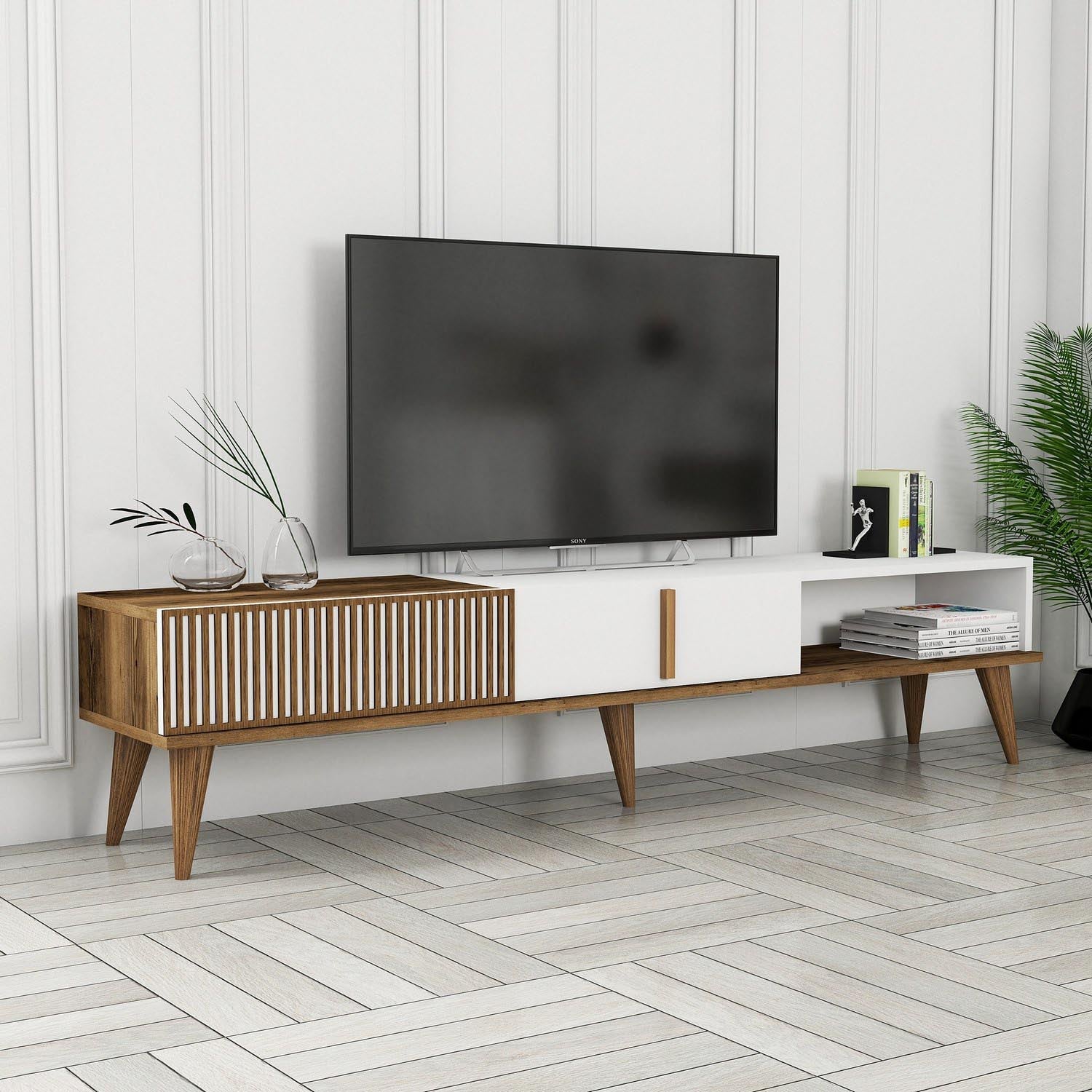 Milan Alt - Walnut, White in Walnuss Weiss präsentiert im Onlineshop von KAQTU Design AG. Sideboard ist von Hanah Home