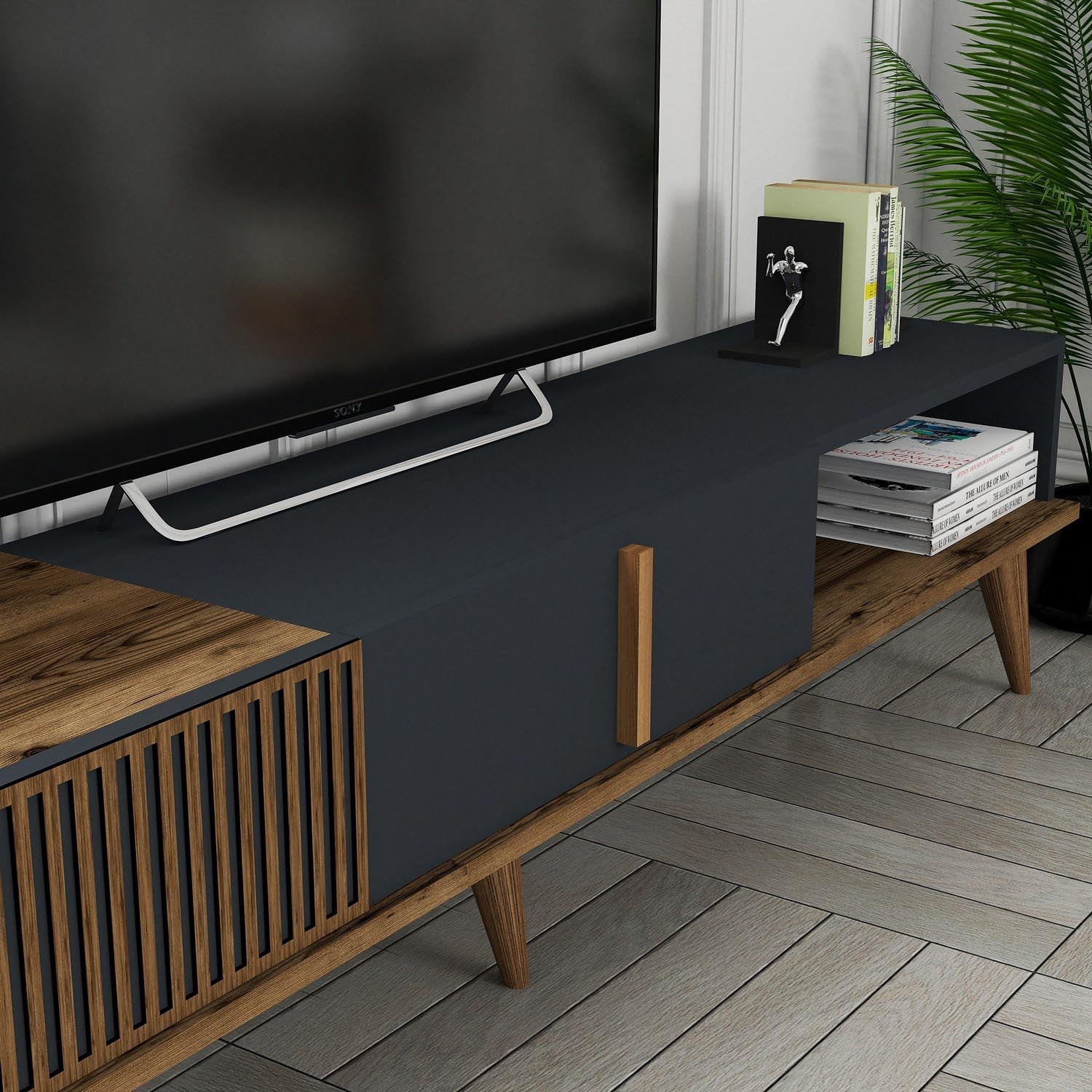 Milan Alt - Walnut, Anthracite in Walnuss
 Anthrazit präsentiert im Onlineshop von KAQTU Design AG. Sideboard ist von Hanah Home