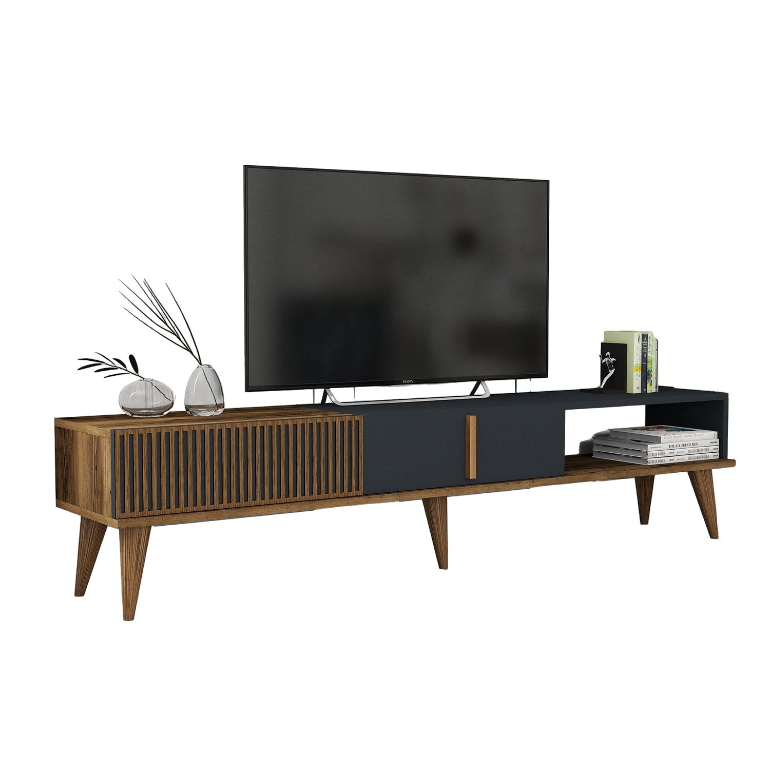 Milan Alt - Walnut, Anthracite in Walnuss
 Anthrazit präsentiert im Onlineshop von KAQTU Design AG. Sideboard ist von Hanah Home