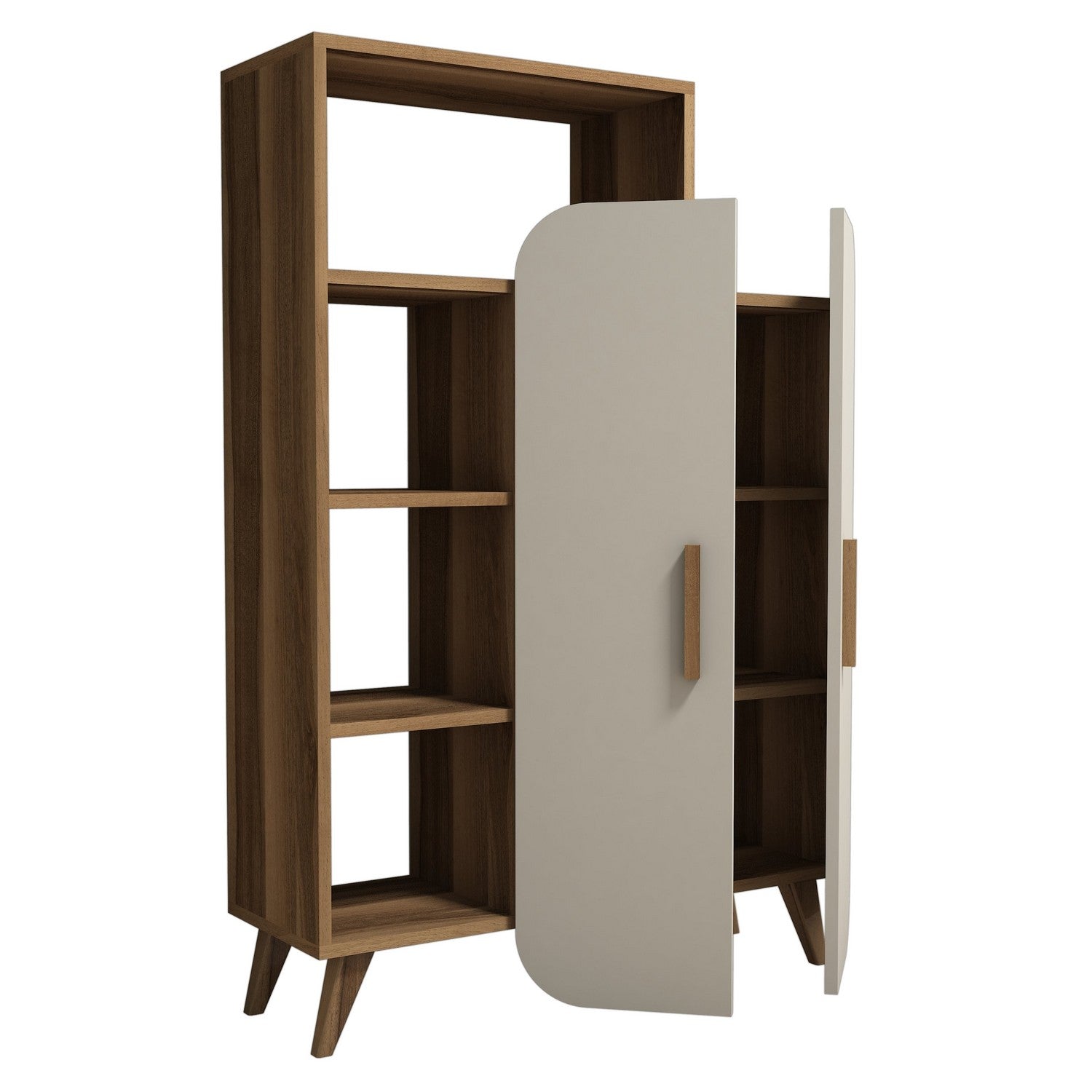 Form - Walnut, Cream in Walnuss
 Creme präsentiert im Onlineshop von KAQTU Design AG. Bücherregal ist von Hanah Home