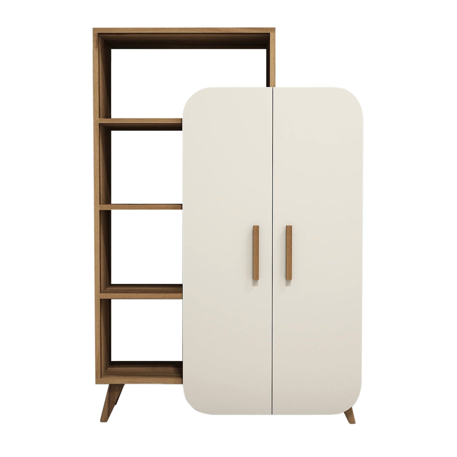 Form - Walnut, Cream in Walnuss
 Creme präsentiert im Onlineshop von KAQTU Design AG. Bücherregal ist von Hanah Home