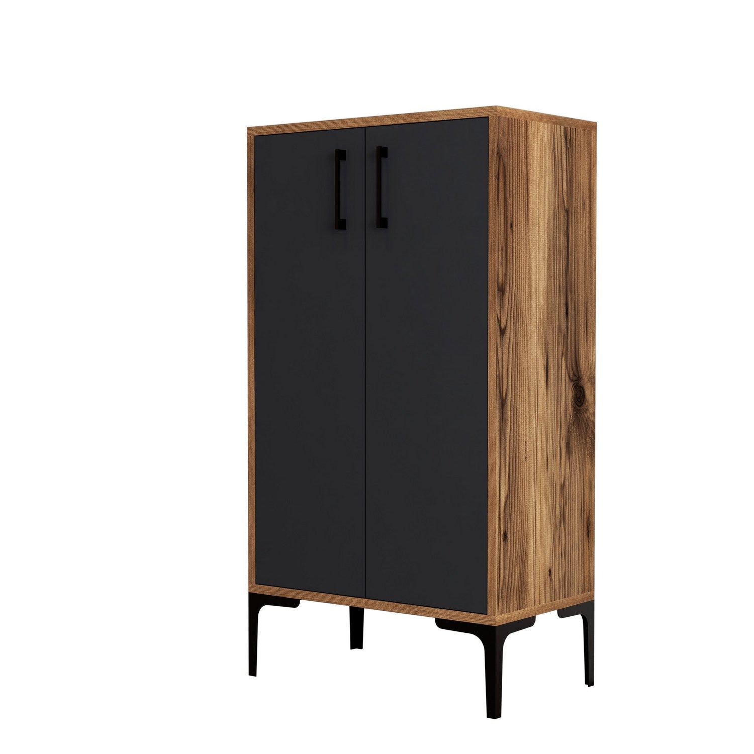 Prag - Walnut, Anthracite in Walnuss
 Anthrazit präsentiert im Onlineshop von KAQTU Design AG. Schuhschrank ist von Hanah Home