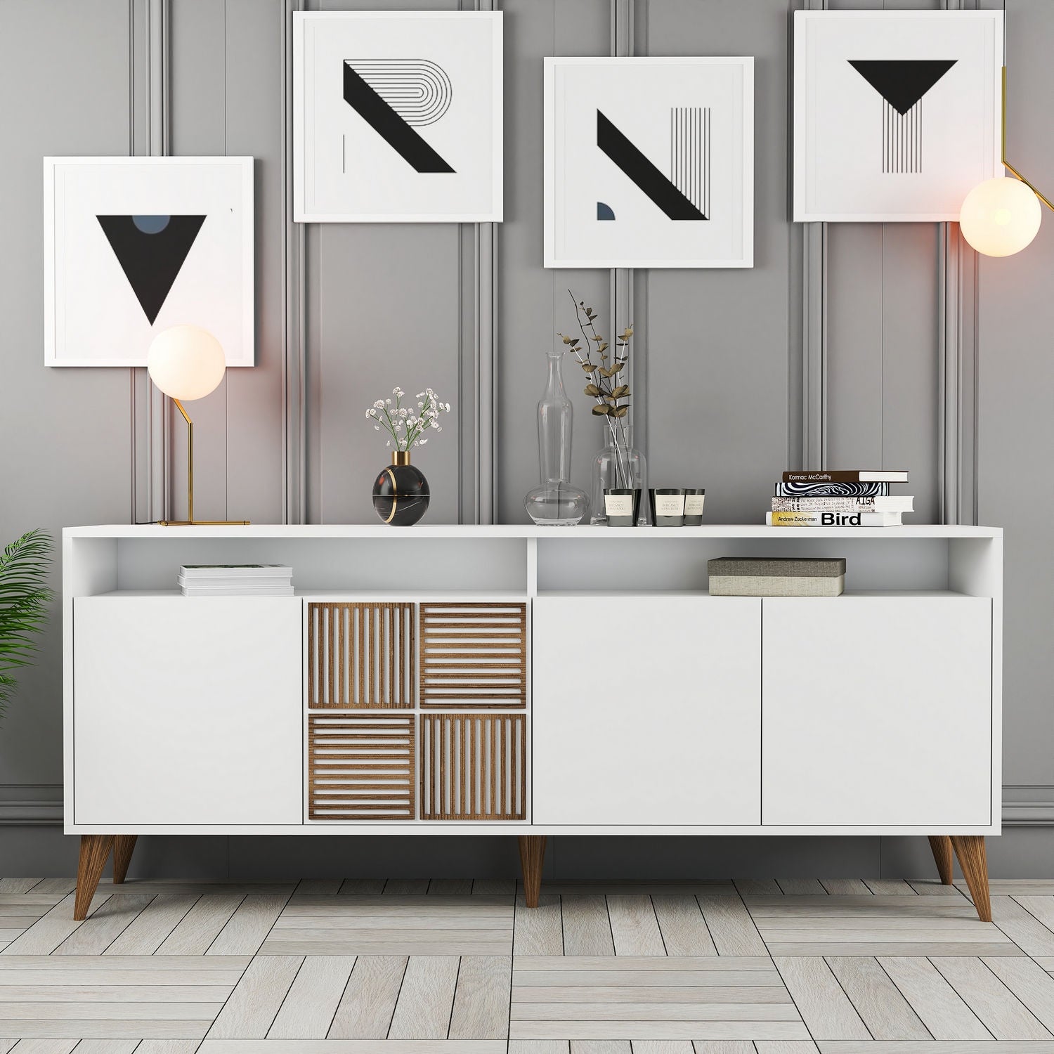 Milan - White in Weiss präsentiert im Onlineshop von KAQTU Design AG. High-Sideboard ist von Hanah Home