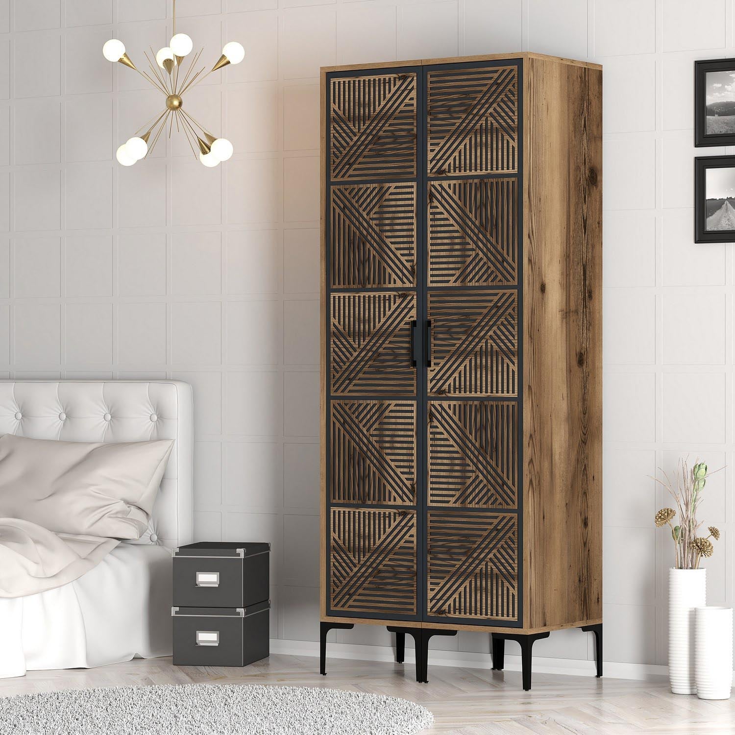 Kumsal PP - Walnut, Anthracite in Walnuss
 Anthrazit präsentiert im Onlineshop von KAQTU Design AG. Garderobe ist von Hanah Home