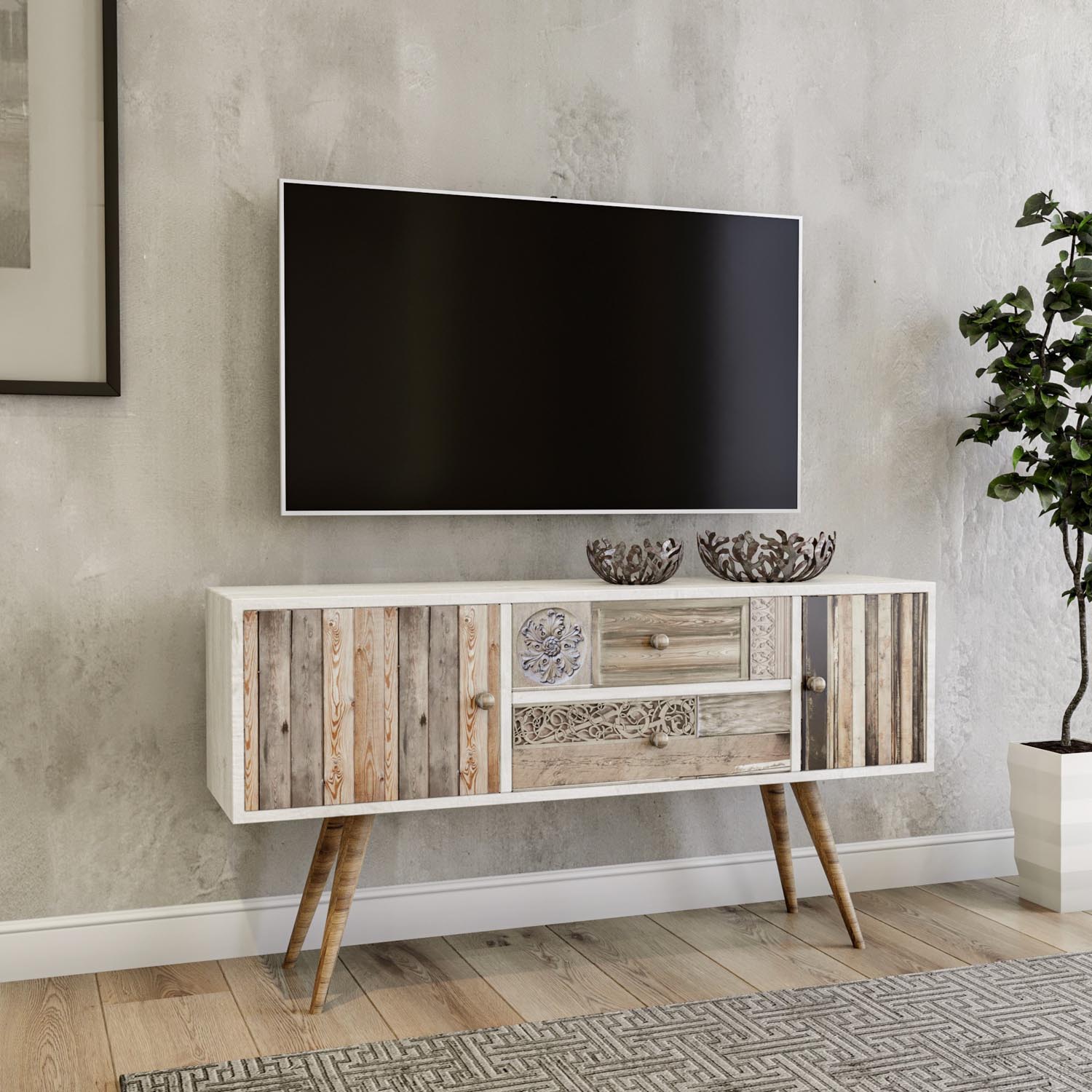 Odense in Weisser Walnuss präsentiert im Onlineshop von KAQTU Design AG. Sideboard ist von Hanah Home