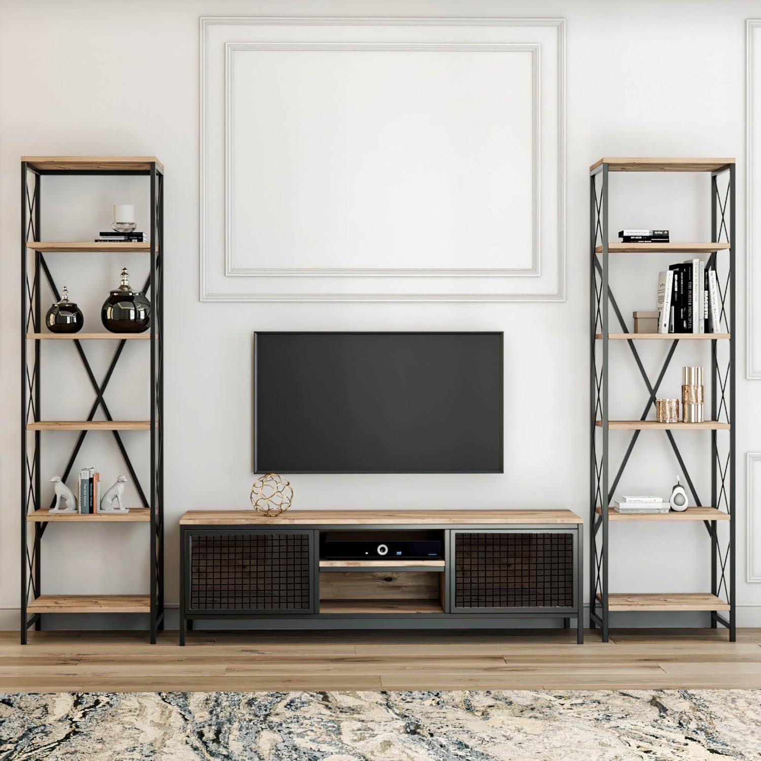 Maxim in Kiefer Schwarz präsentiert im Onlineshop von KAQTU Design AG. TV-Möbel ist von Hanah Home