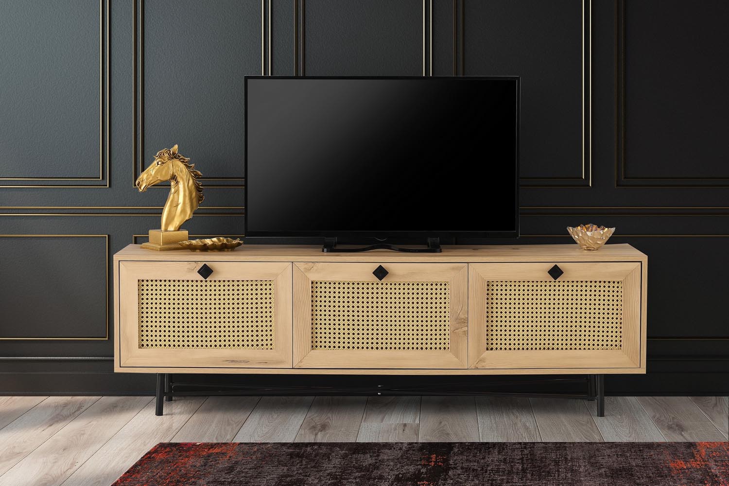 Alcazar 180 in Eiche Schwarz präsentiert im Onlineshop von KAQTU Design AG. Sideboard ist von Hanah Home