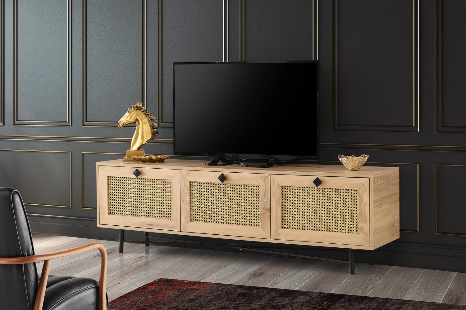 Alcazar 180 in Eiche Schwarz präsentiert im Onlineshop von KAQTU Design AG. Sideboard ist von Hanah Home