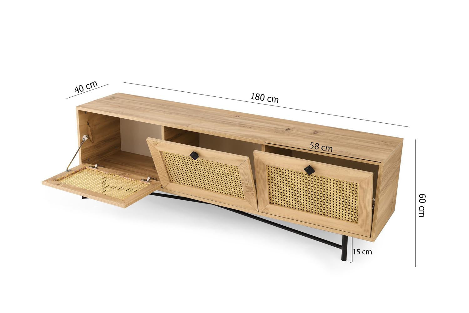 Alcazar 180 in Eiche Schwarz präsentiert im Onlineshop von KAQTU Design AG. Sideboard ist von Hanah Home