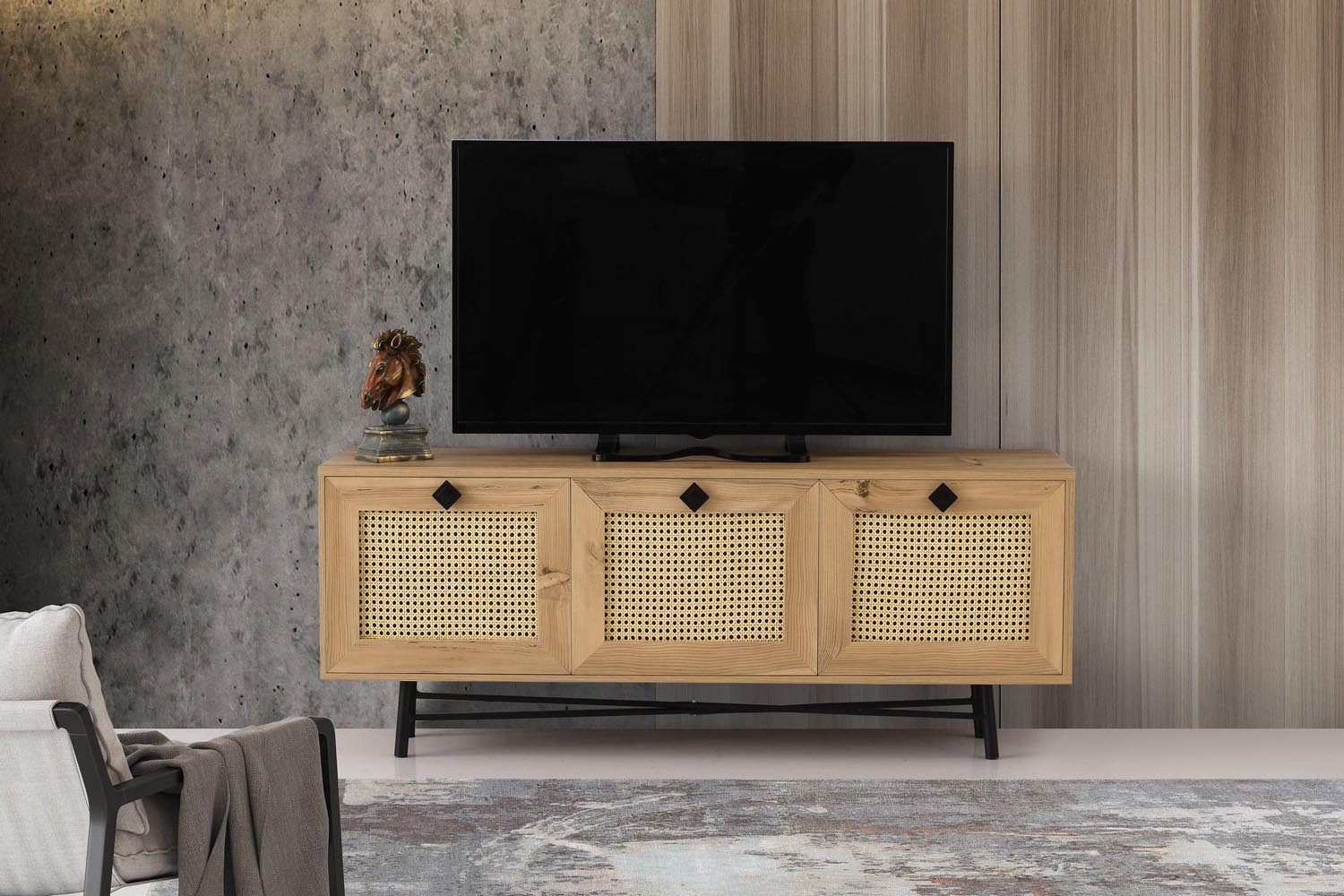 Alcazar 140 in Eiche Schwarz präsentiert im Onlineshop von KAQTU Design AG. Sideboard ist von Hanah Home