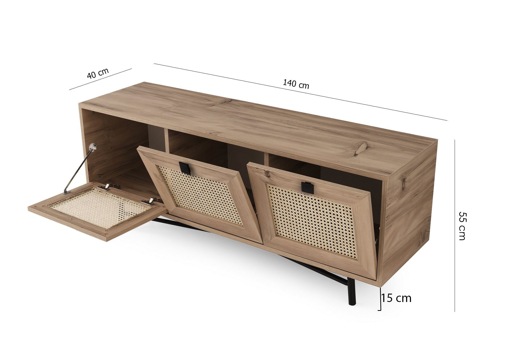 Alcazar 140 in Eiche Schwarz präsentiert im Onlineshop von KAQTU Design AG. Sideboard ist von Hanah Home