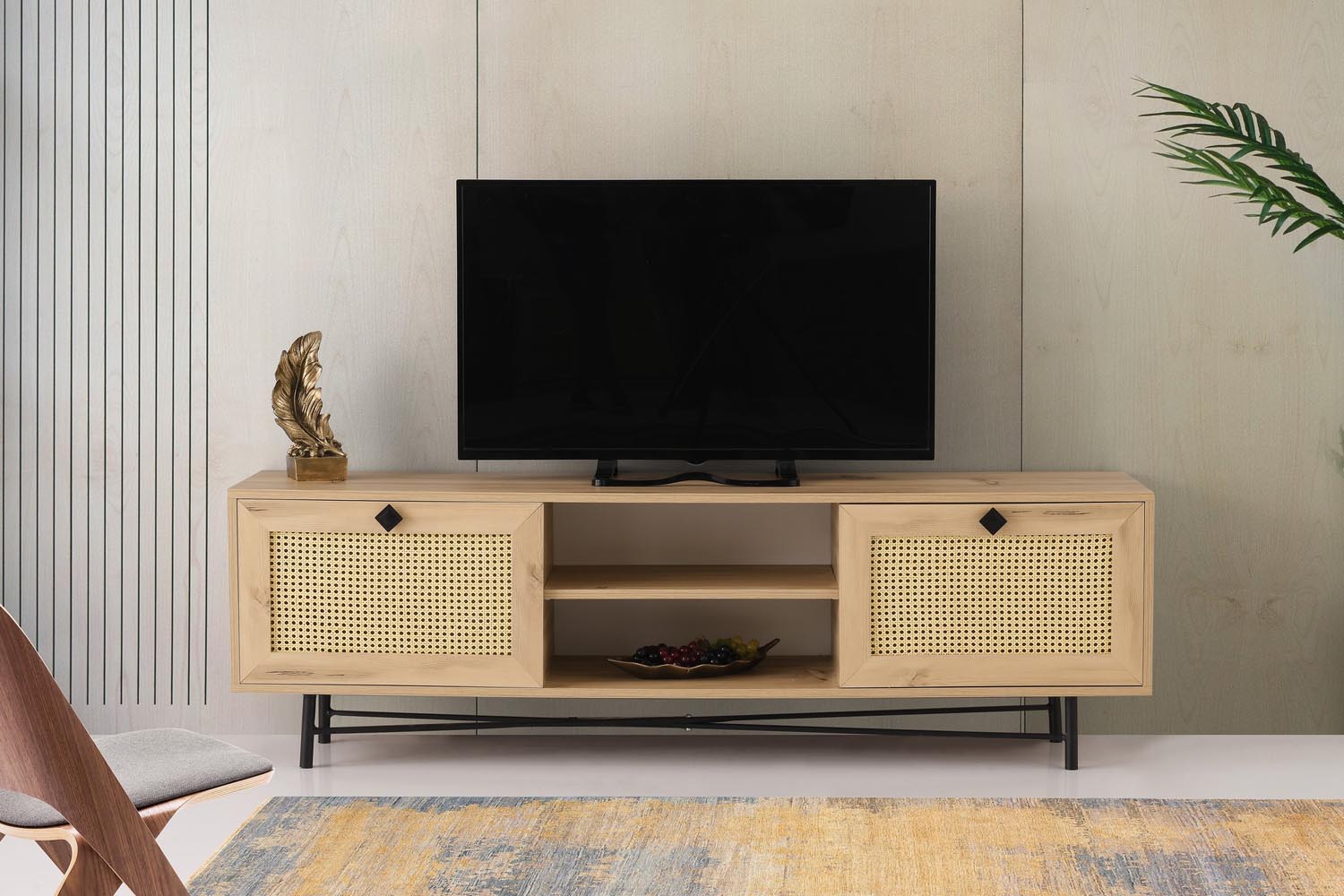 Begonya 180 in Eiche Schwarz präsentiert im Onlineshop von KAQTU Design AG. Sideboard ist von Hanah Home