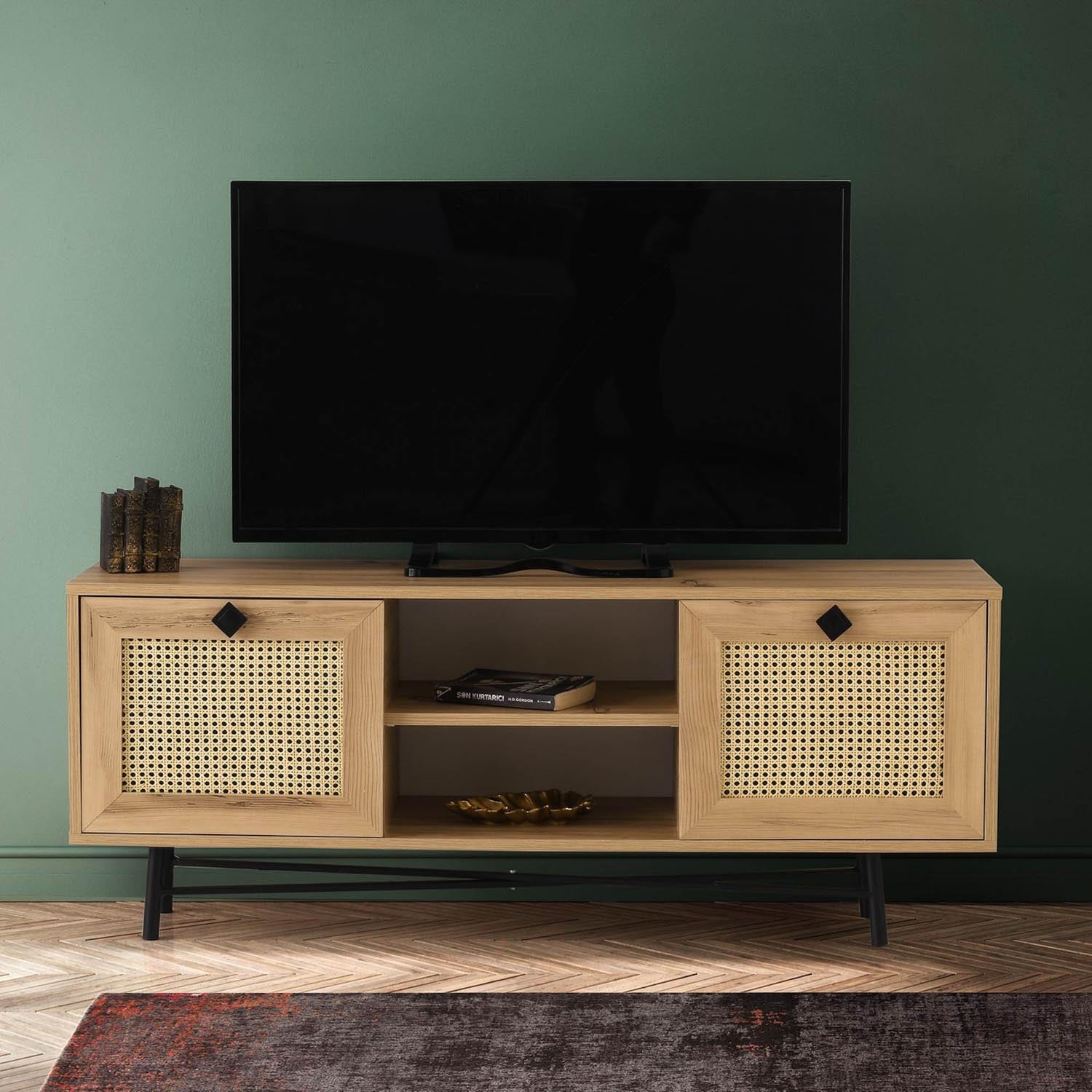 Begonya 140 in Eiche Schwarz präsentiert im Onlineshop von KAQTU Design AG. Sideboard ist von Hanah Home