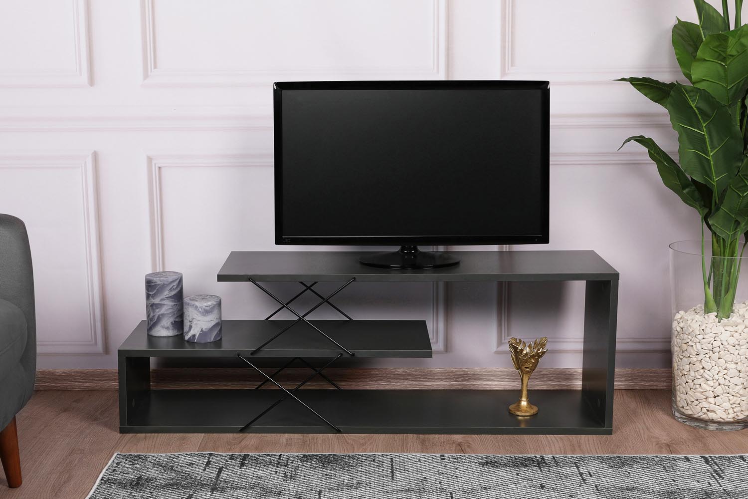 Zigzag - Anthracite in Anthrazit präsentiert im Onlineshop von KAQTU Design AG. Sideboard ist von Hanah Home