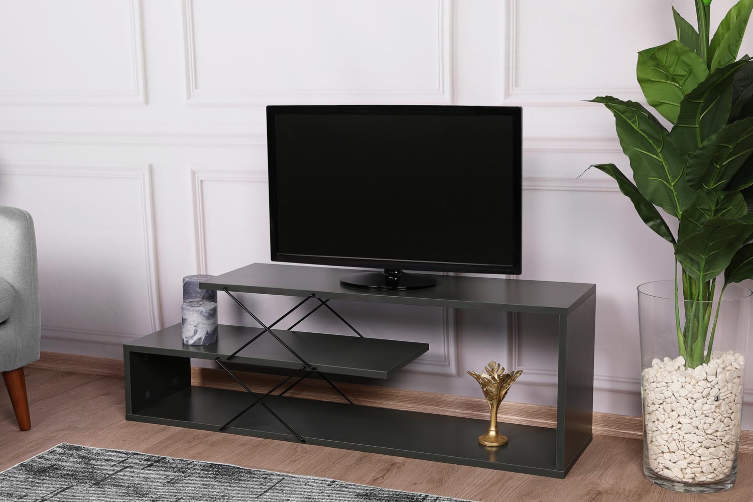 Zigzag - Anthracite in Anthrazit präsentiert im Onlineshop von KAQTU Design AG. Sideboard ist von Hanah Home