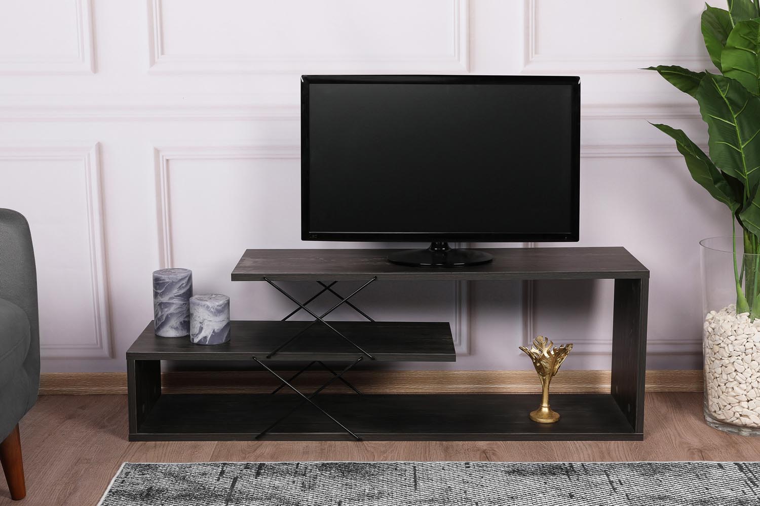 Zigzag - Dark Brown in Dunkelbraun präsentiert im Onlineshop von KAQTU Design AG. Sideboard ist von Hanah Home