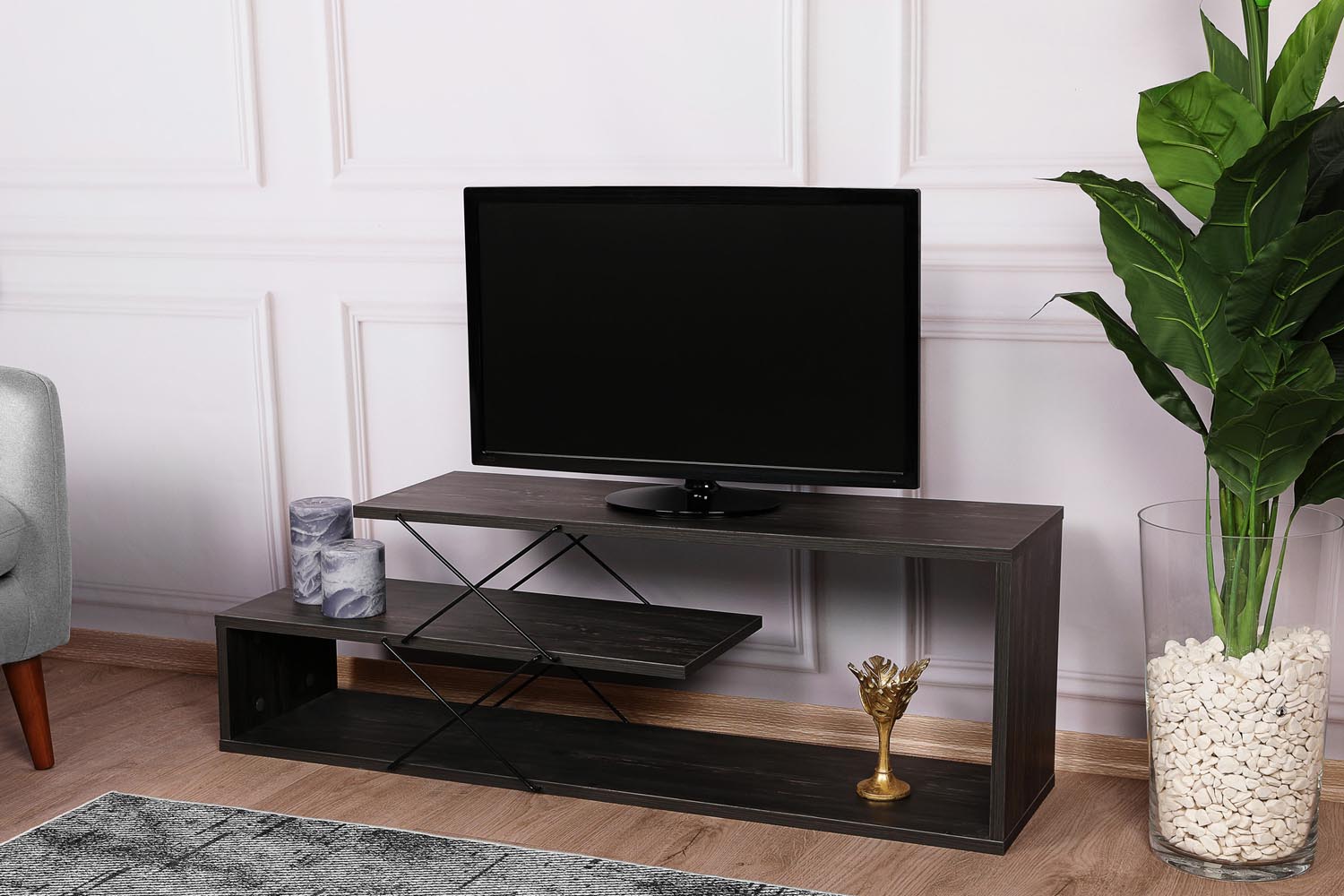 Zigzag - Dark Brown in Dunkelbraun präsentiert im Onlineshop von KAQTU Design AG. Sideboard ist von Hanah Home