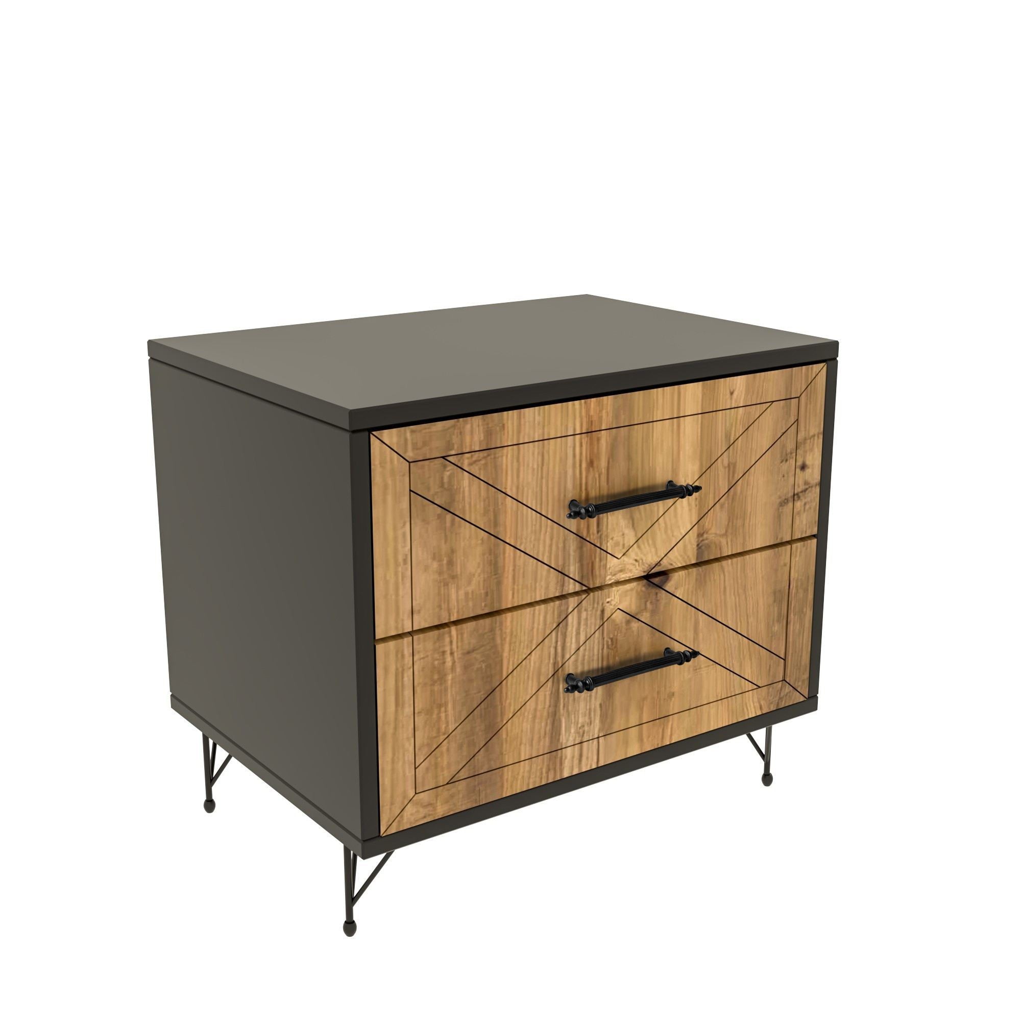 Felicita in Anthrazit Eiche präsentiert im Onlineshop von KAQTU Design AG. Nachttisch ist von Hanah Home