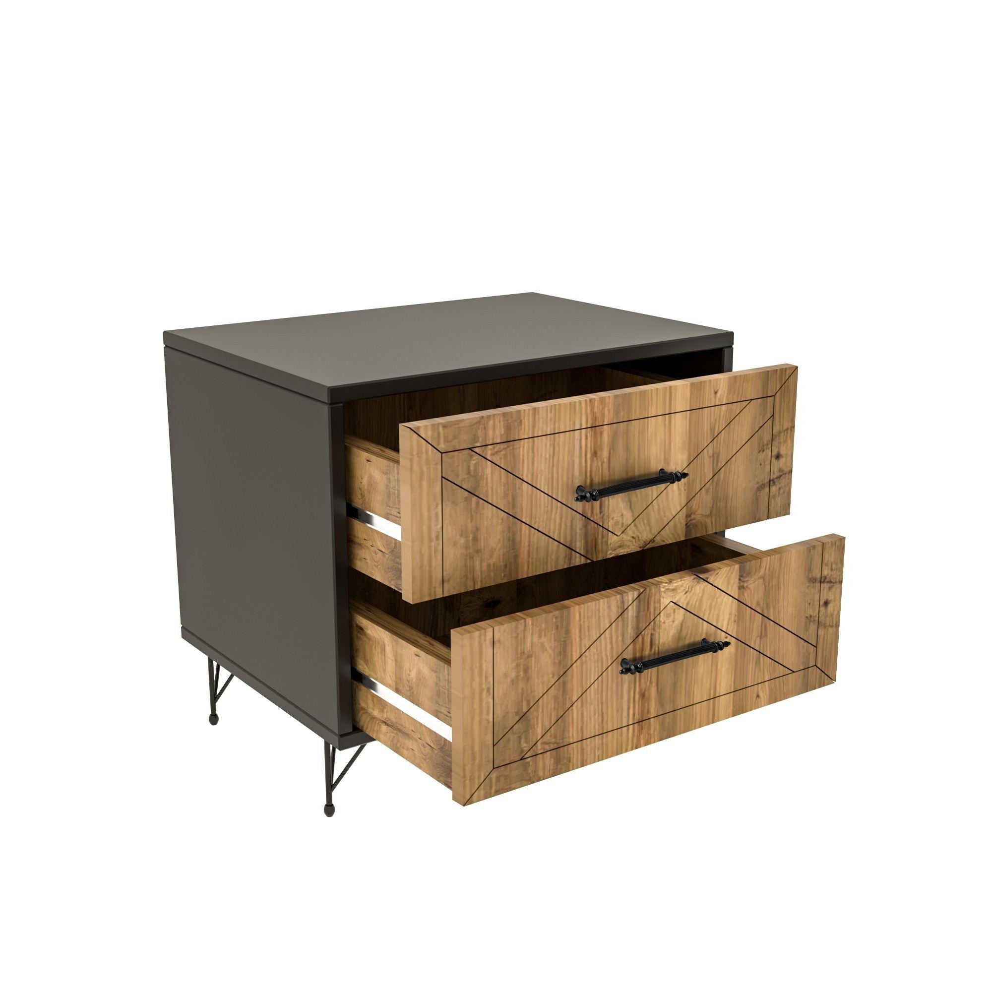 Felicita in Anthrazit Eiche präsentiert im Onlineshop von KAQTU Design AG. Nachttisch ist von Hanah Home