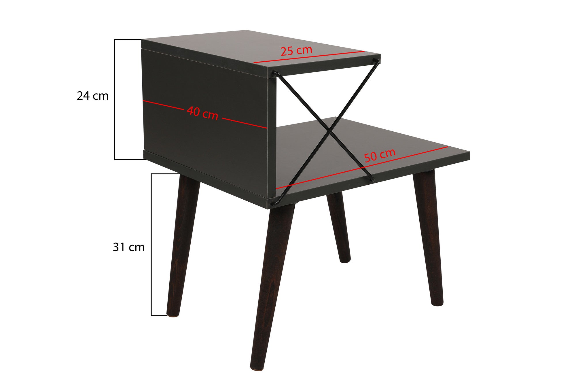 Cross - Anthracite in Anthrazit präsentiert im Onlineshop von KAQTU Design AG. Nachttisch ist von Hanah Home