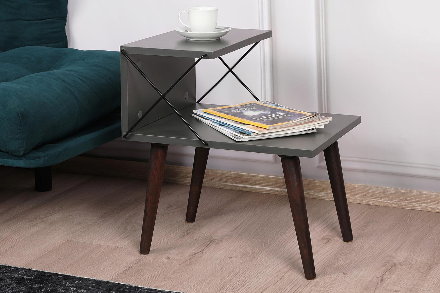 Cross - Anthracite in Anthrazit präsentiert im Onlineshop von KAQTU Design AG. Nachttisch ist von Hanah Home