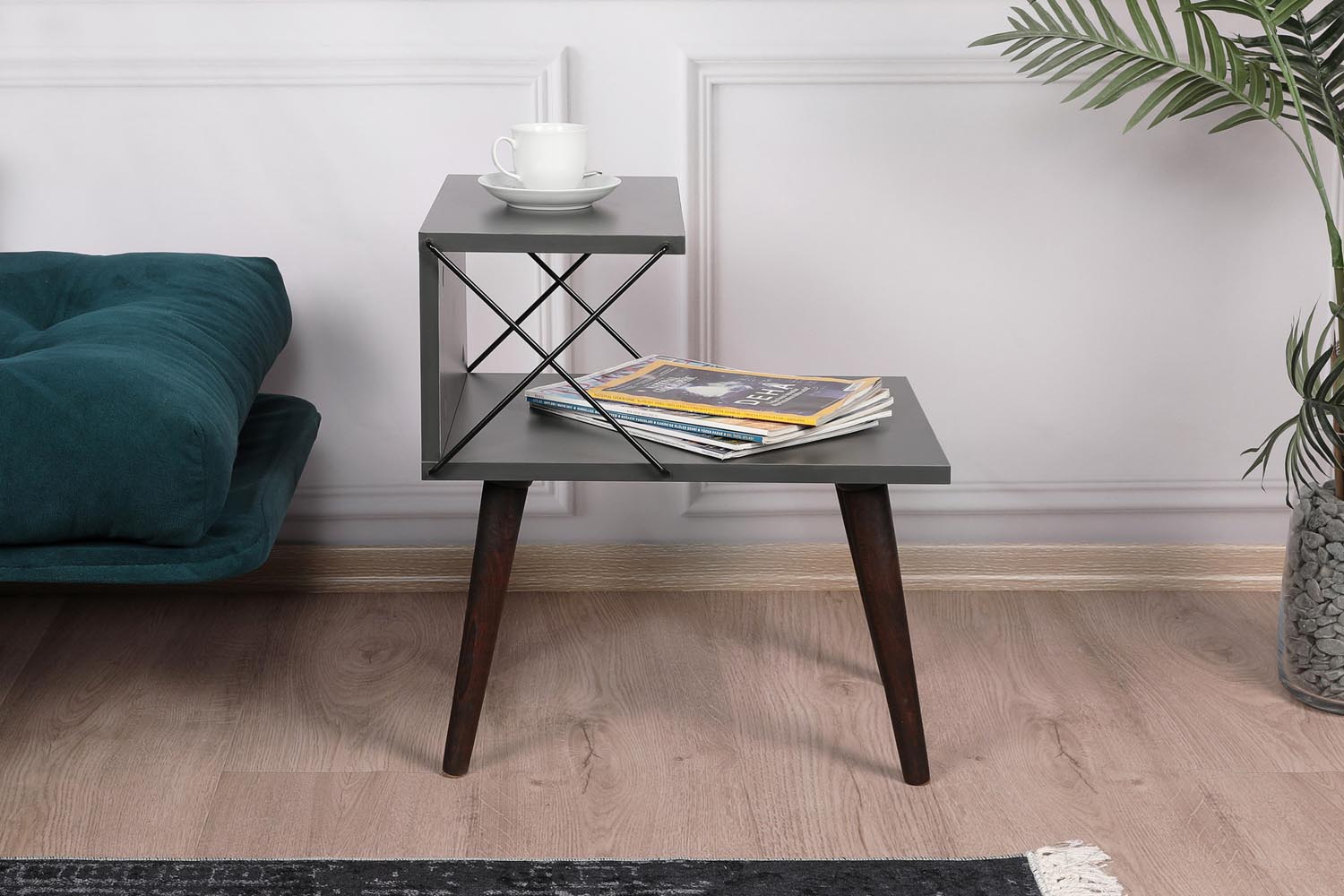 Cross - Anthracite in Anthrazit präsentiert im Onlineshop von KAQTU Design AG. Nachttisch ist von Hanah Home