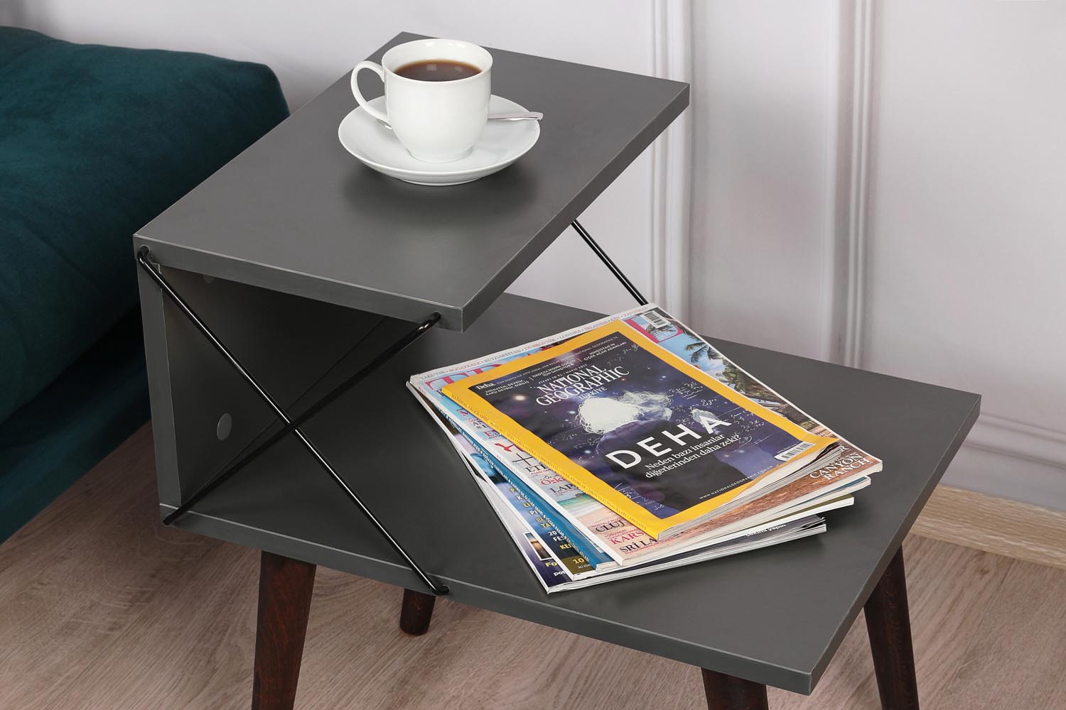 Cross - Anthracite in Anthrazit präsentiert im Onlineshop von KAQTU Design AG. Nachttisch ist von Hanah Home